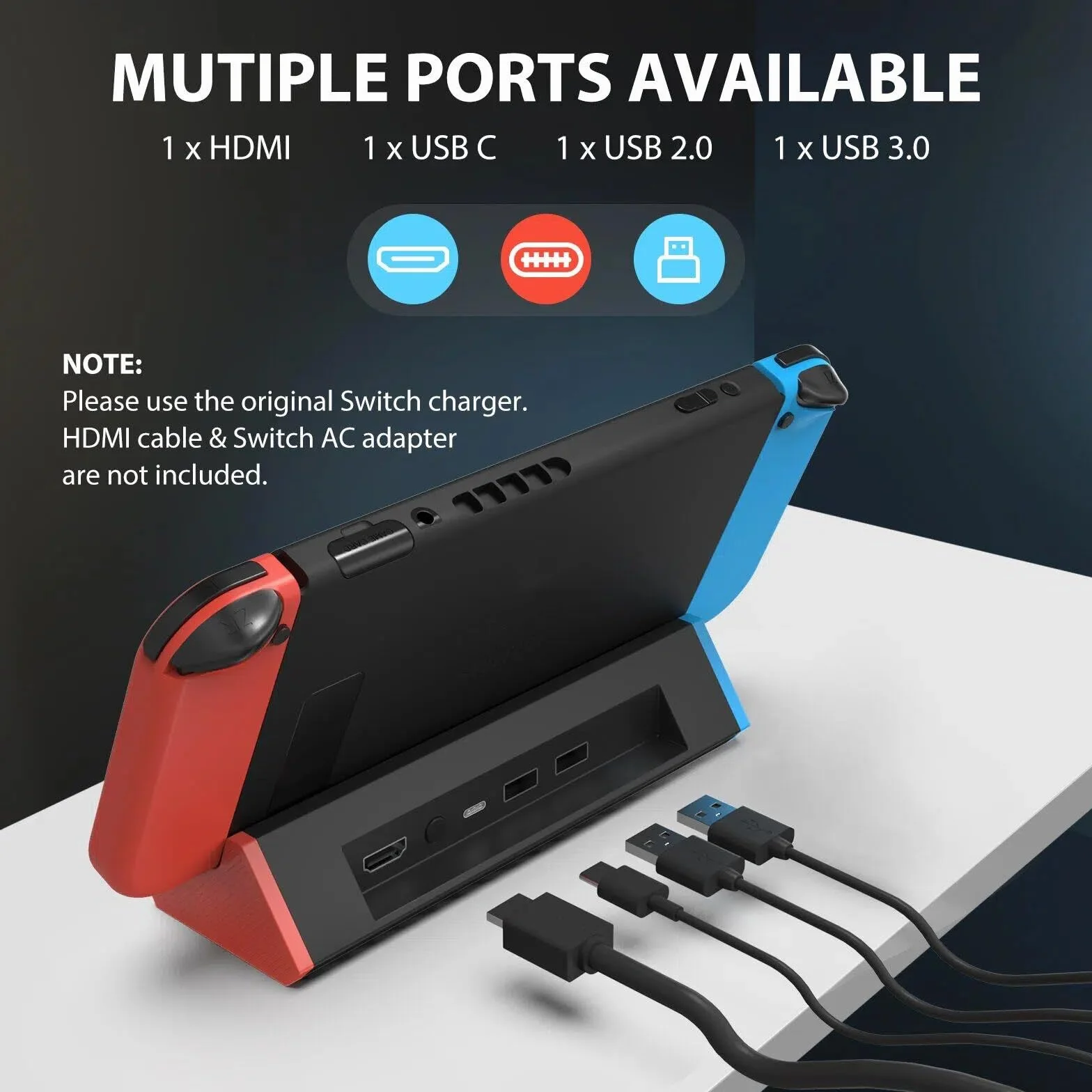 SiWiQU Stacja dokująca Nintendo Switch/Switch OLED HDMI 4K USB-C 2xUSB