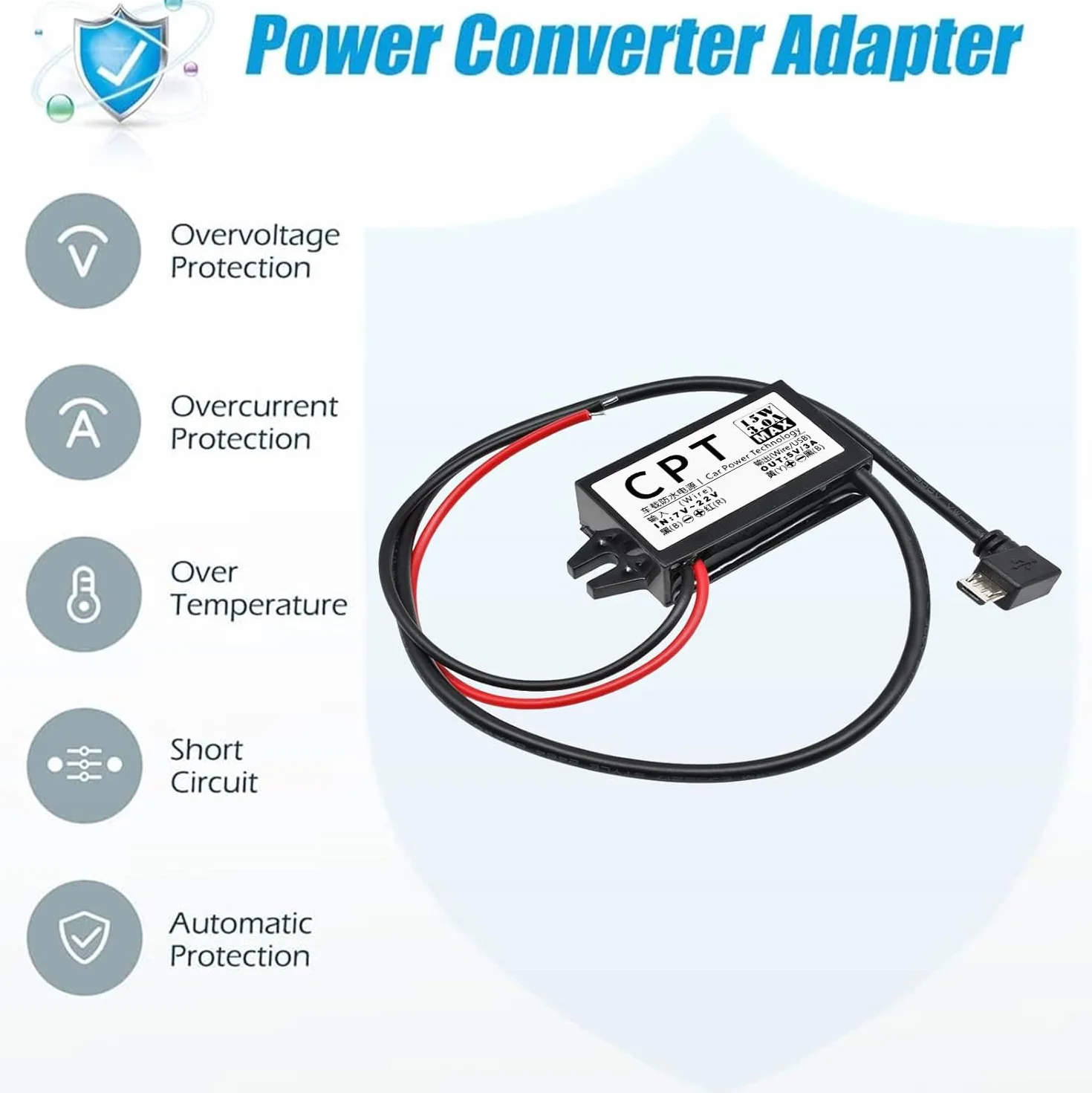 Heemol 12V na 5V Micro USB, moduł konwertera Buck 3A 15W DC na DC adapter samochodowy