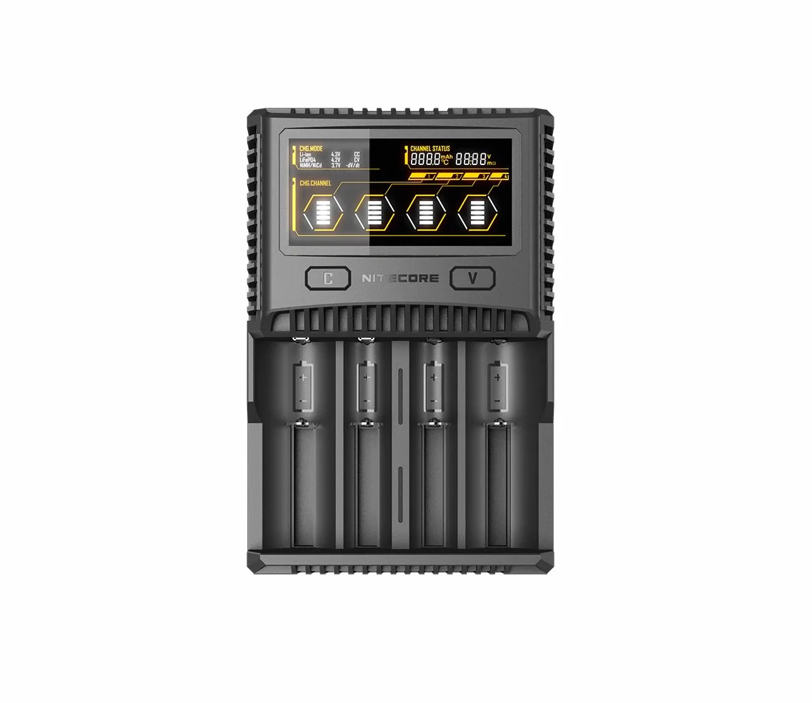 Nitecore SC4-4-kieszeniowa profesjonalna ładowarka do akumulatorów litowo-jonowych, NiMH, NiCd, kolorowy wyświetlacz LCD