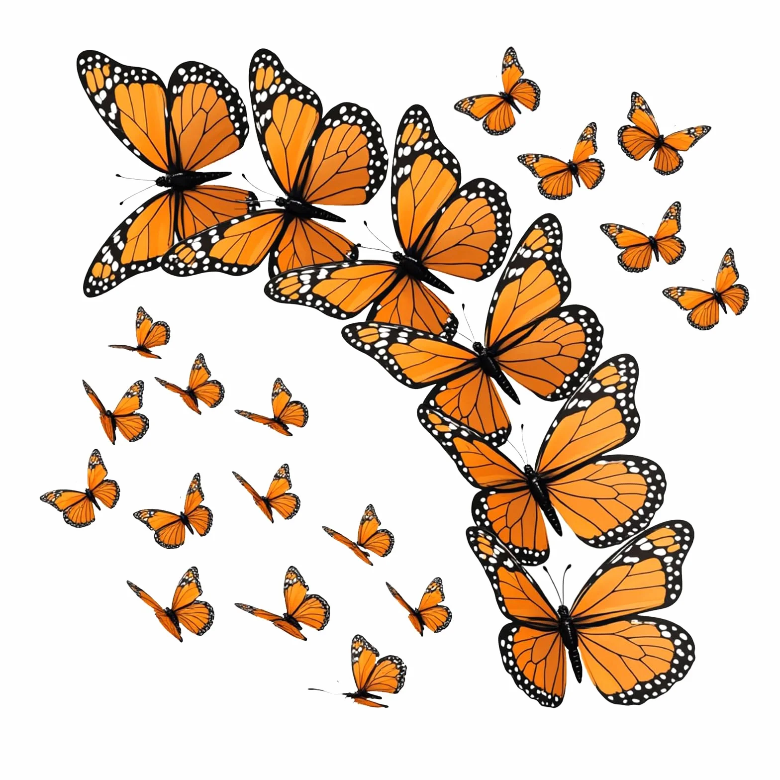24 szt. monarcha motyl dekoracje pomarańczowe motyle do rzemiosła premium sztuczne motyle dekoracja ścienna