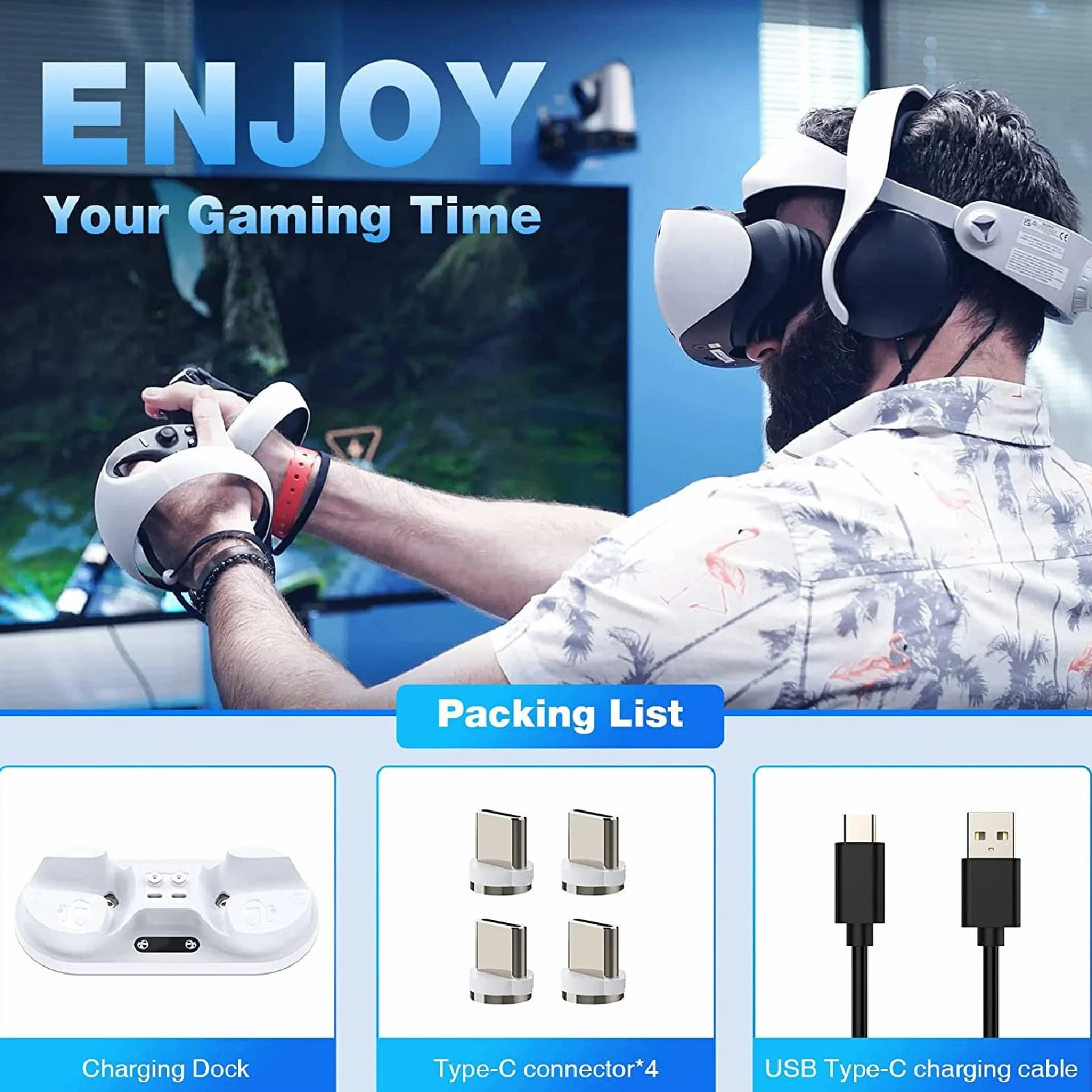 Stacja ładująca PS VR do Kontrolera PS VR2 Sense ze Wskaźnikiem LED, Magnetyczna Szybka ładowarka z podwójną ładowarką Stacja ładująca