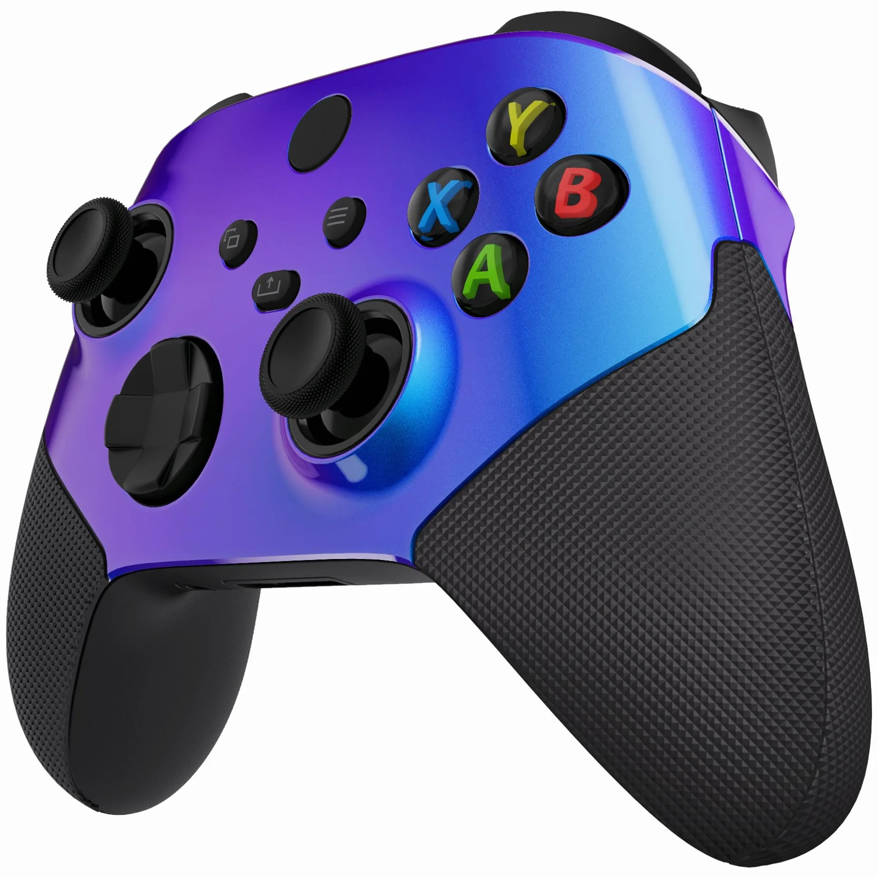 eXtremeRate Kameleon Fioletowy Niebieski ASR Wersja Wydajność Gumowane Szyny Boczne Przednia Obudowa dla Xbox Series X/S Controller z Pierścieniami Akcentującymi