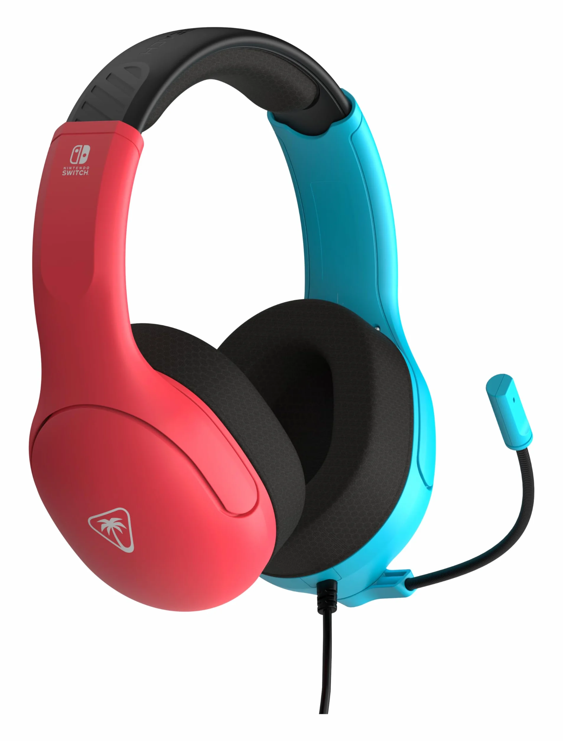 Turtle Beach Airlite Fit Przewodowe słuchawki gamingowe z oficjalną licencją dla Nintendo Switch, Lite, model OLED, Neonowy niebieski i czerwony