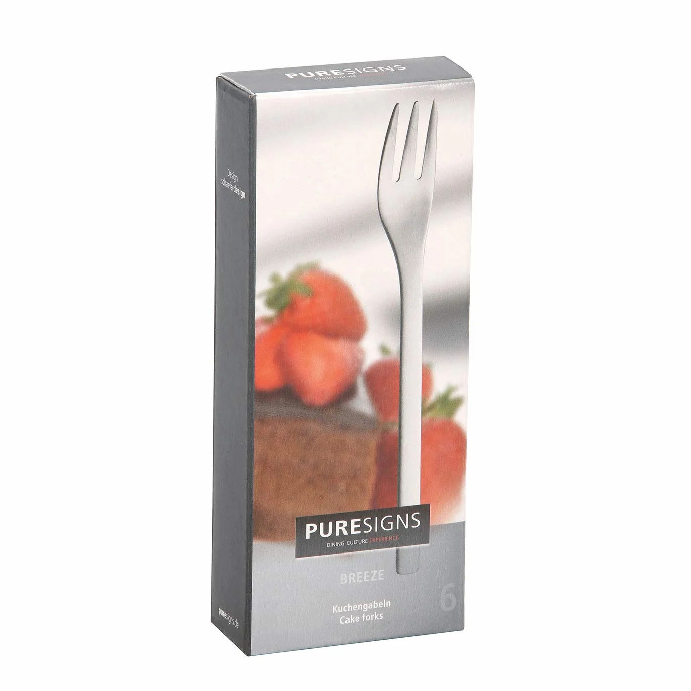 Puresigns One Extra Premium zestaw widelczyków do ciasta ze stali nierdzewnej 18/10, 6 sztuk, matowe wykończenie, idealne do ciast i deserów, w zestawie opakowanie prezentowe