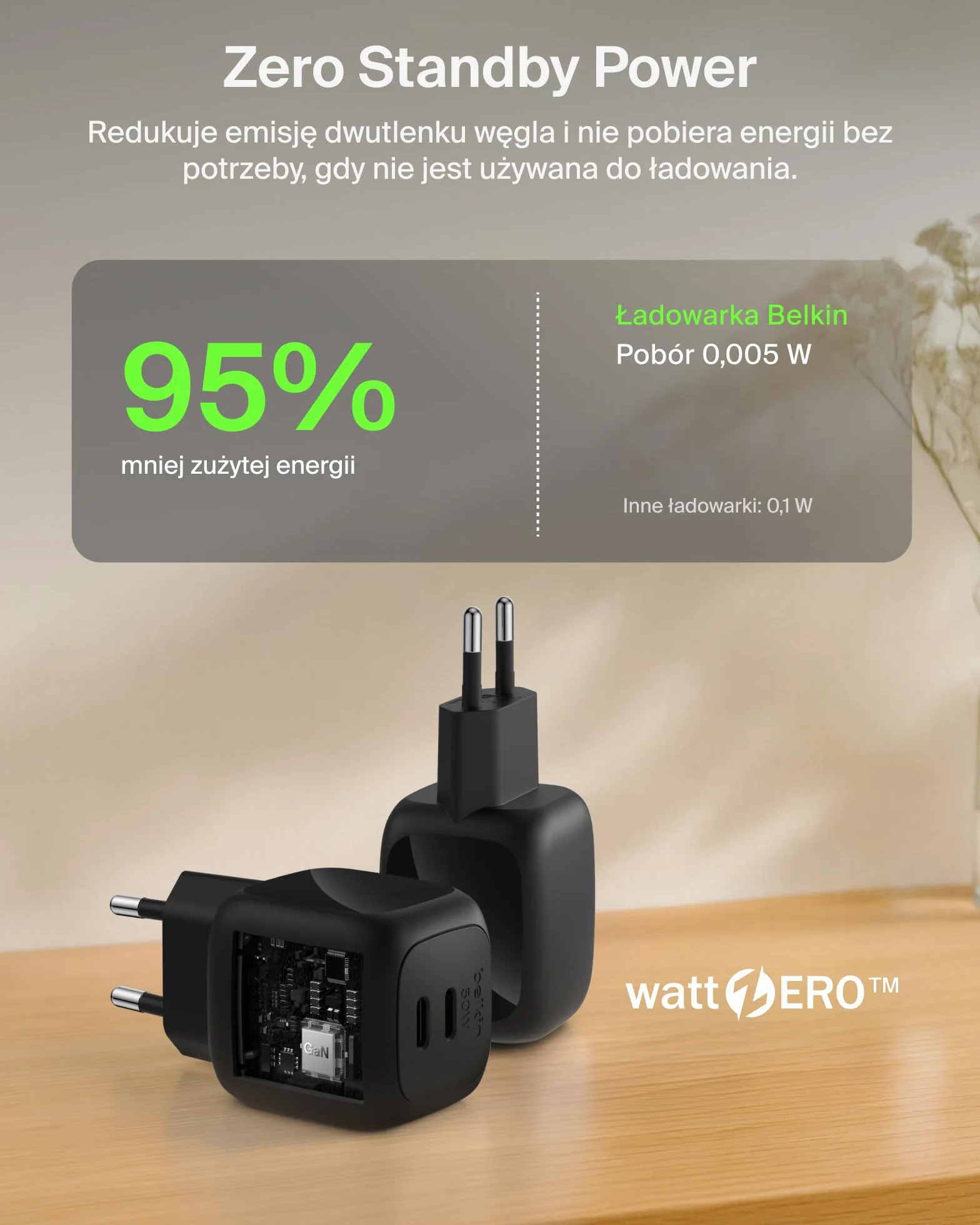 Belkin 2-portowa Ładowarka USB-C 50 W, Ładowarka GaN z 2 Portami USB-C, Szybkie Ładowanie Urządzeń MacBook, iPhone 17, iPad Pro, Chromebook, Galaxy S25 Ultra, Pixel 10 – Akcesoria Podróżne – Czarna