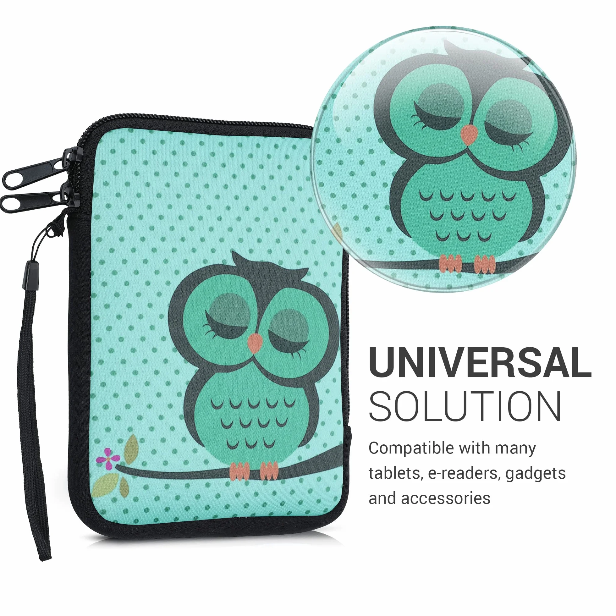 kwmobile pokrowiec ochronny do czytnika e-czytników - Etui ochronne 17 x 12 x 2 cm do neoprenowego e-czytnika - lodowaty turkusowo-brązowy