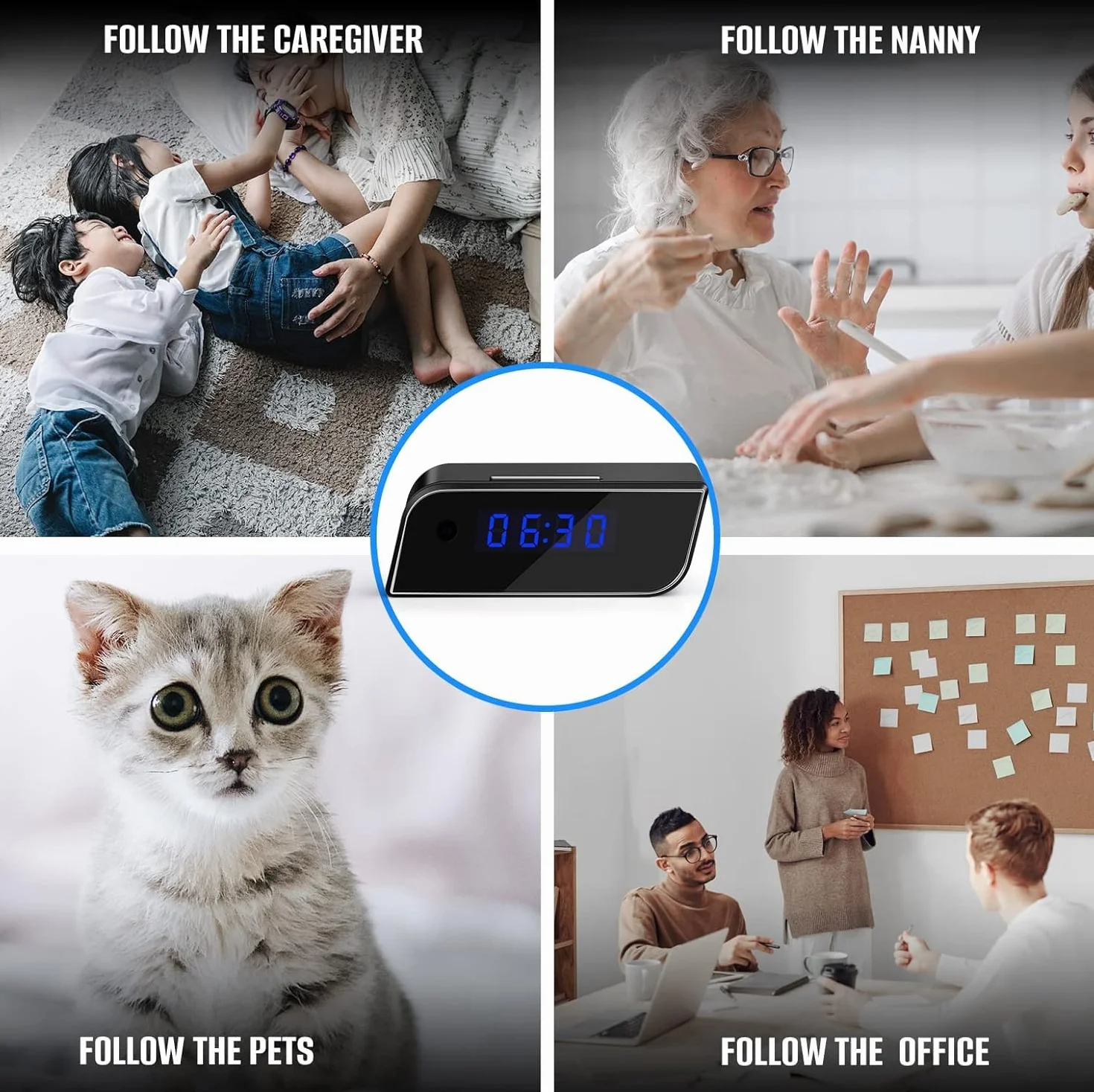 Kamera szpiegowska WiFi Mini DV - budzik 4K HD 1080P Bezprzewodowy rejestrator wideo Noktowizor Czujnik detekcji ruchu Bezpieczeństwo w domu DVR Monitor dla zwierząt Niania