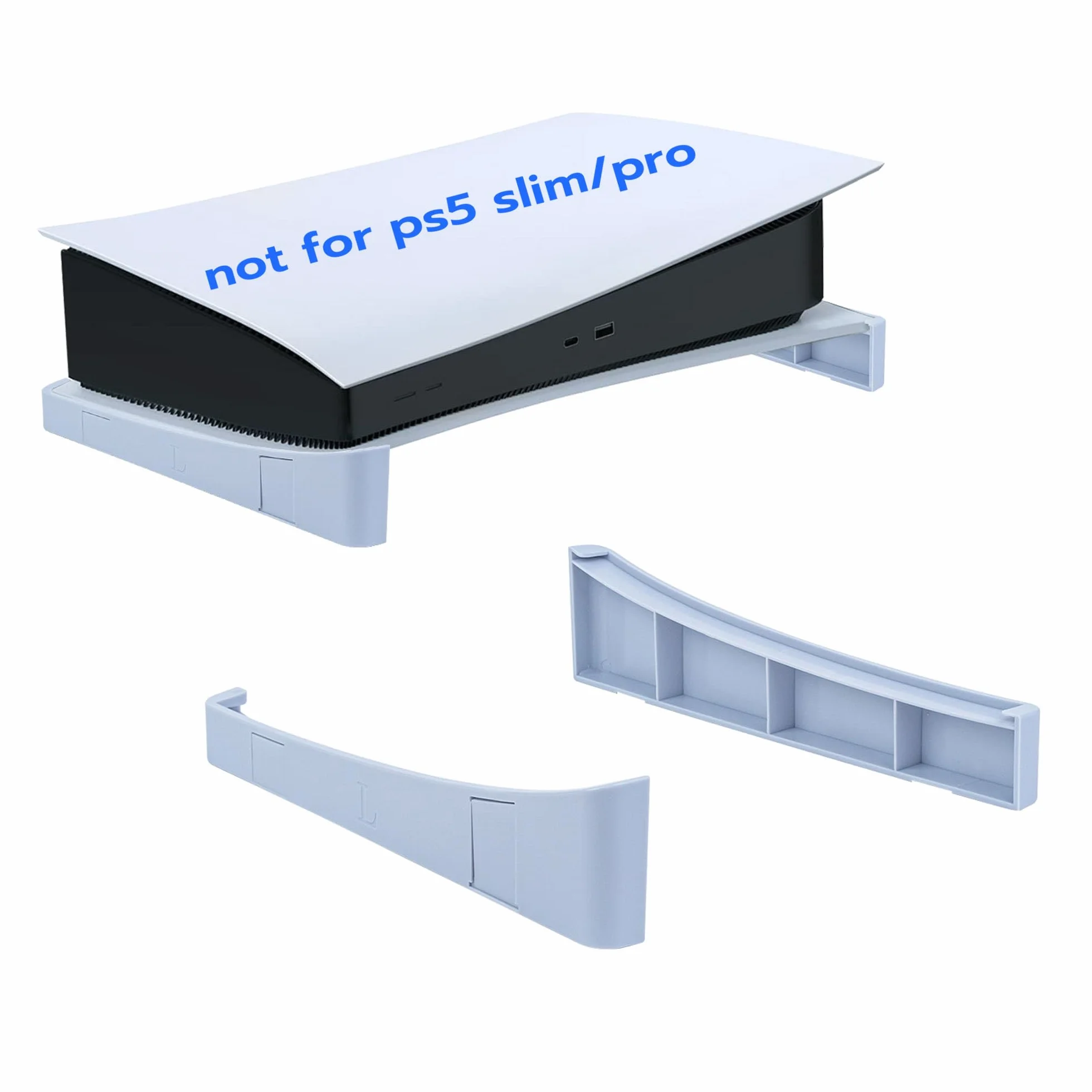 Mcbazel Poziomy stojak kompatybilny z konsolą PS5 DE/UHD, stojak bazowy na dysk PS5 i konsolę Digital Edition, z antypoślizgowymi matami (szary/biały) - nie do PS5 Slim