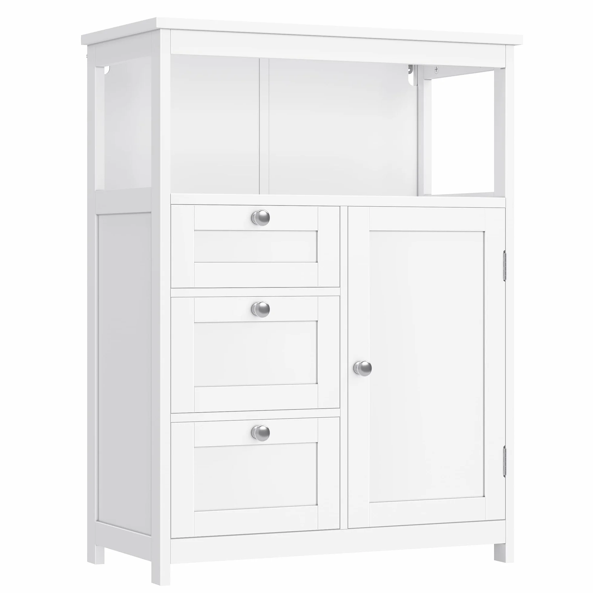 VASAGLE BBC542P31V1 szafka łazienkowa do przechowywania, szafka łazienkowa z 3 szufladami, wolnostojąca, regulowana półka, 30 x 60 x 80 cm, biała chmurka
