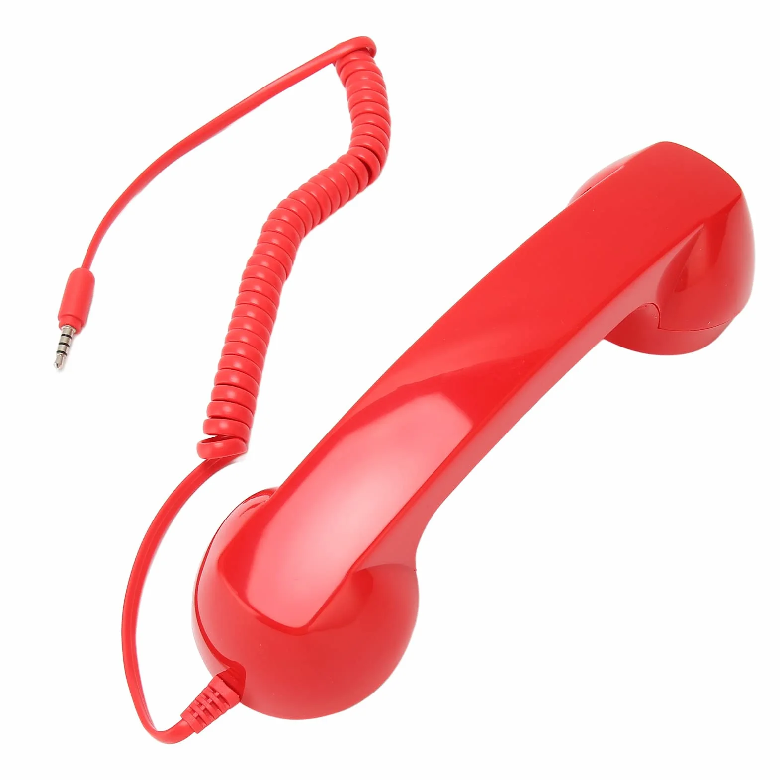 Słuchawka w Stylu Retro, Stary Zestaw Słuchawkowy z regulacją Głośności, Słuchawka Telefoniczna w Stylu Retro 3,5 Mm Odbiornik Telefonu Komórkowego do Wszystkich Smartfonów i (Czerwony)