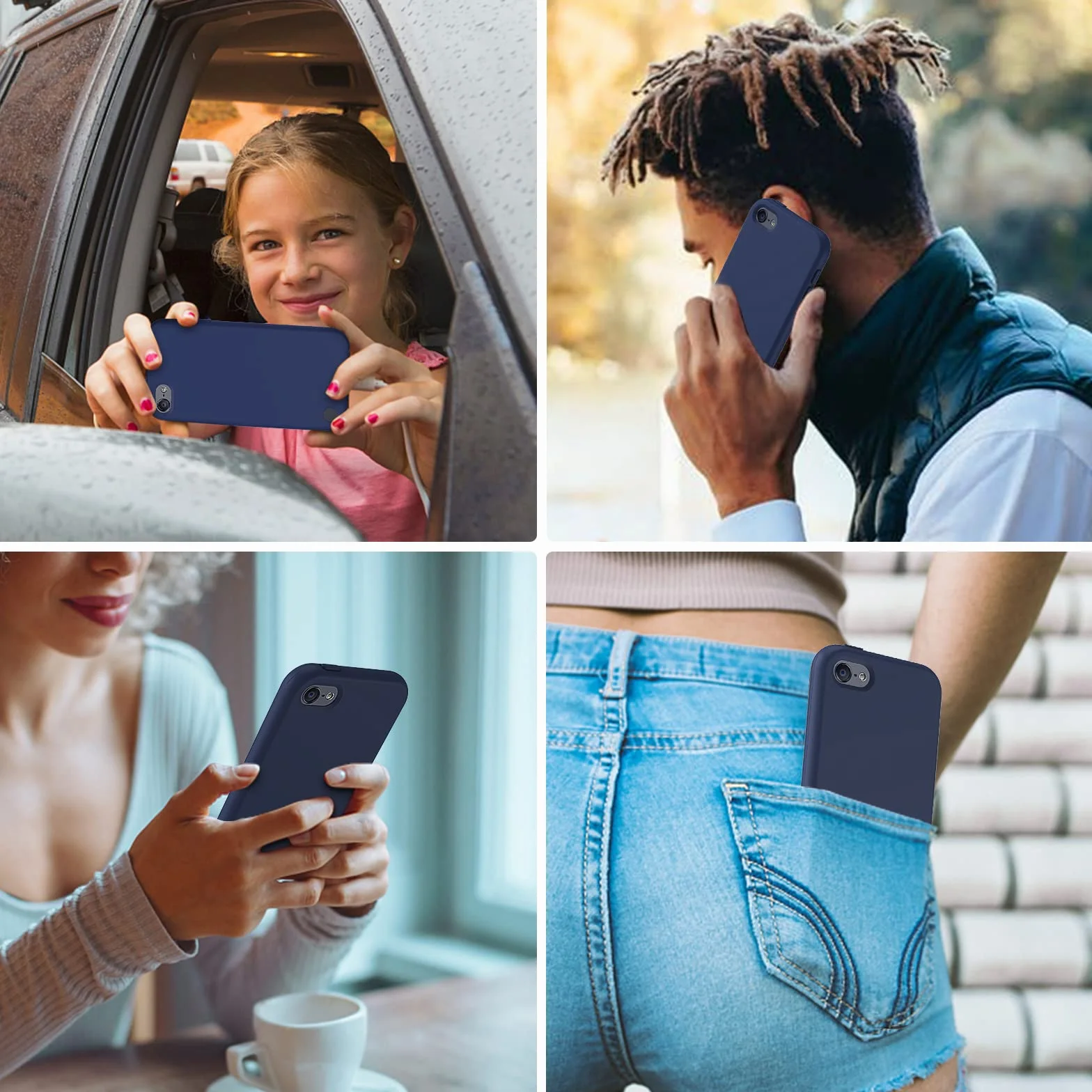 Hensinple Silikonowe etui do iPoda Touch 7/6/5 - odporne na wstrząsy etui ochronne z wbudowaną osłoną ekranu - chłopcy (niebieskie)