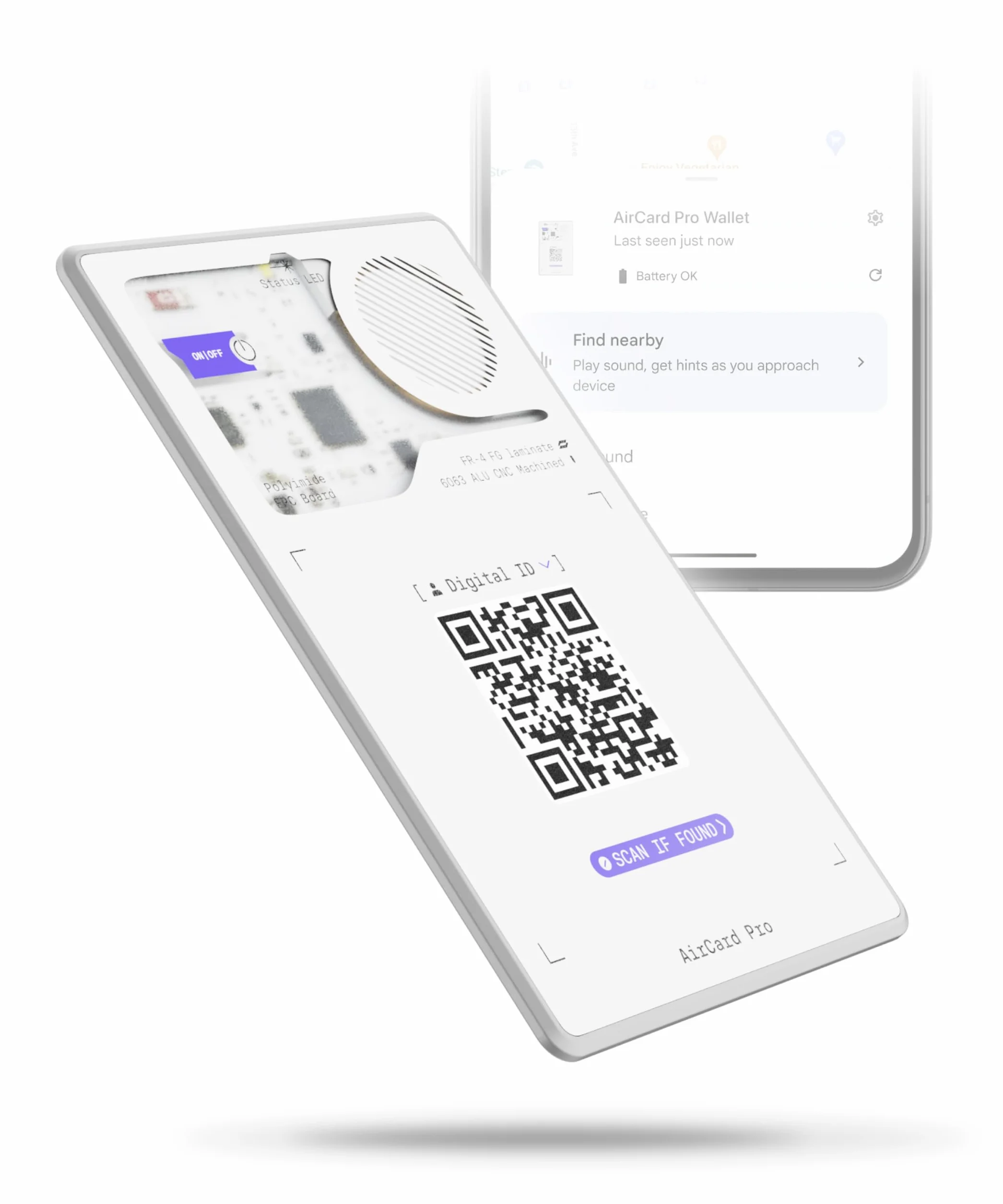 Rolling Square AirCard Pro – smukła karta do śledzenia portfela Bluetooth kompatybilna tylko z systemem Android Google Find Hub, tracker Bluetooth z bezprzewodowym ładowaniem, cyfrowy identyfikator