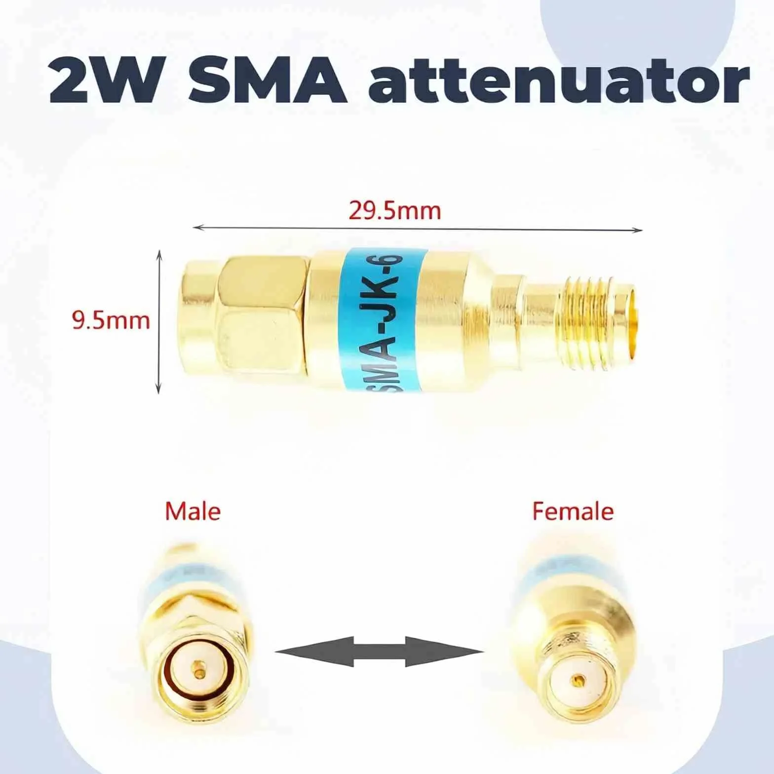 BECEN 10db 2W SMA 2W SMA-JK męski na żeński tłumik koncentryczny RF 6GHz 50ohm 10dB złącza