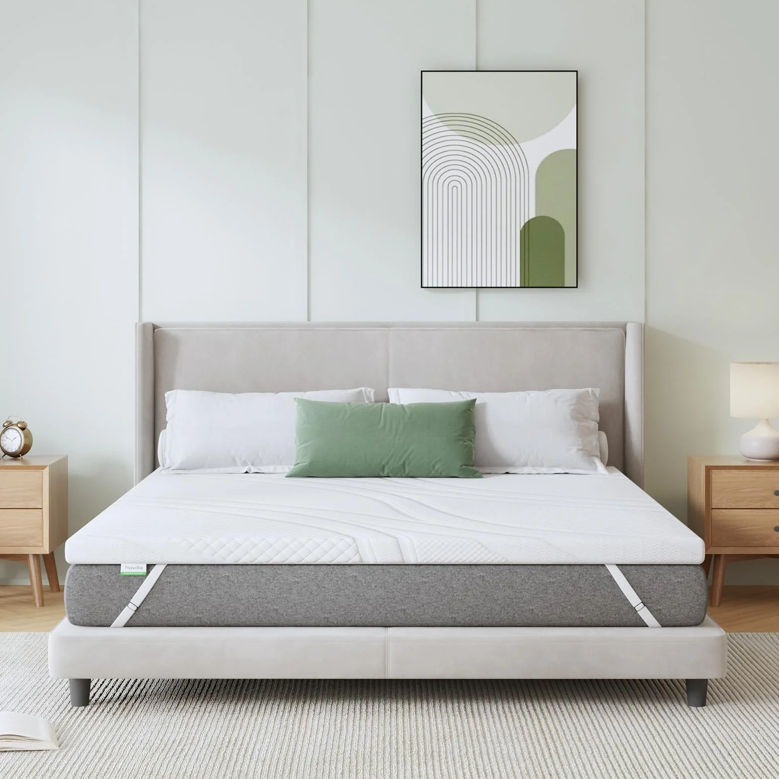 Novilla Topper Viscoelastic 140x200 5 cm, żelowy materac, nakładka na materac z pianki Memory Foam Mattress, bambusowy topper, zdejmowany i nadający się do prania pokrowiec na materac, biały