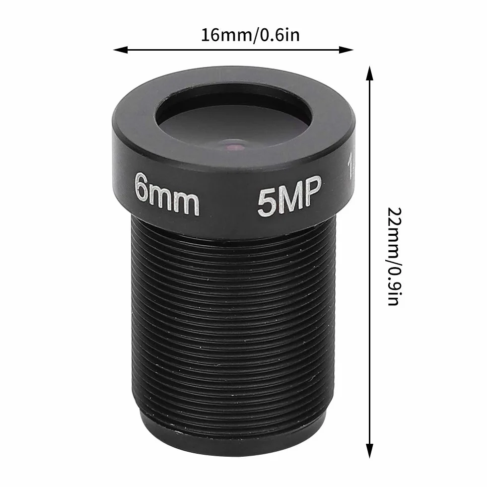 Obiektyw aparatu 5 MP Obiektyw szerokokątny HD do monitoringu 6 mm, stała ogniskowa, proporcje 1/2,5, wsporniki M12