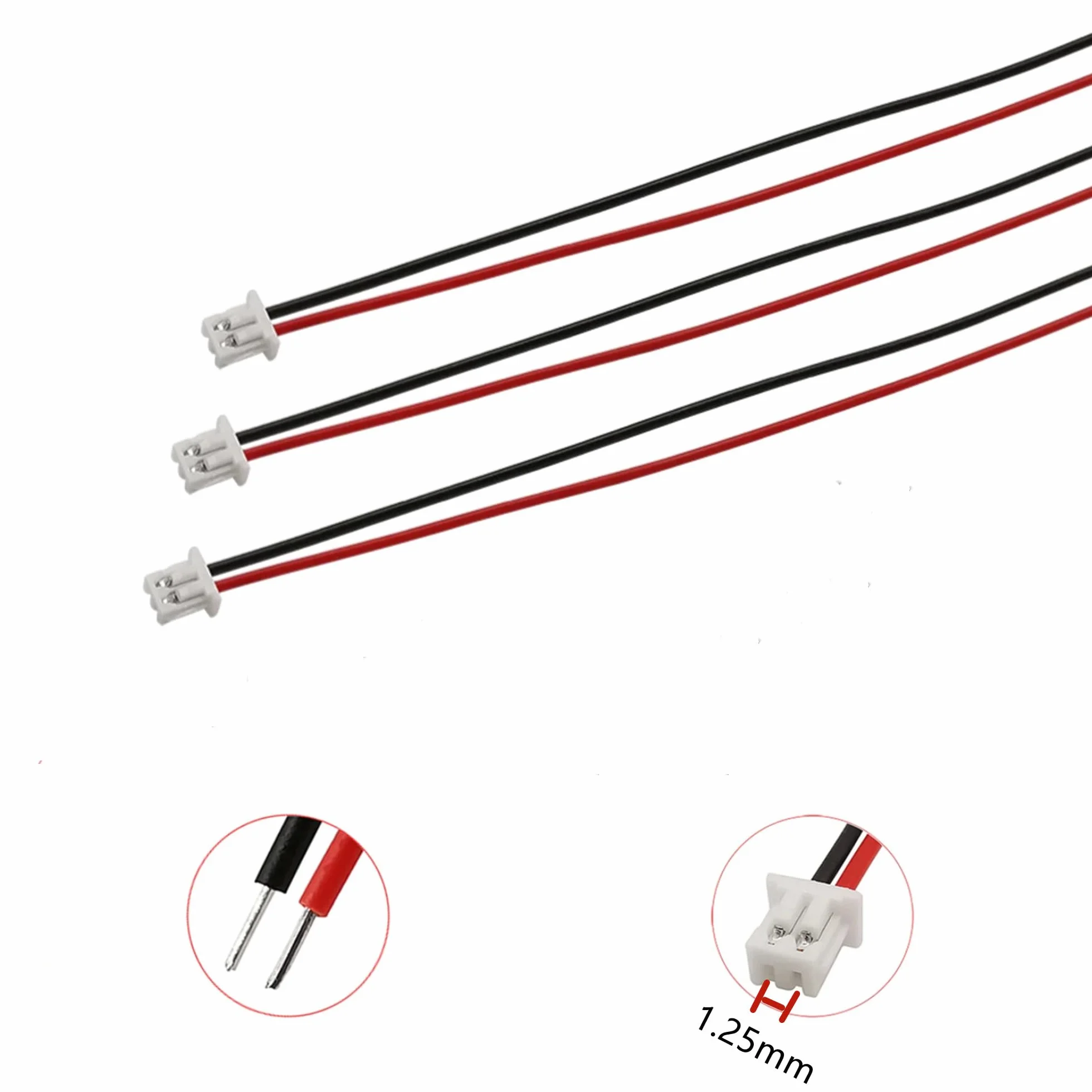 20 zestawów JST 1,25 mm 2 pinowe mikro wtyczki elektryczne z UL1571-26AWG kabel 20 cm i 1,25 mm gniazdo wtykowe zestaw złączy wtykowych