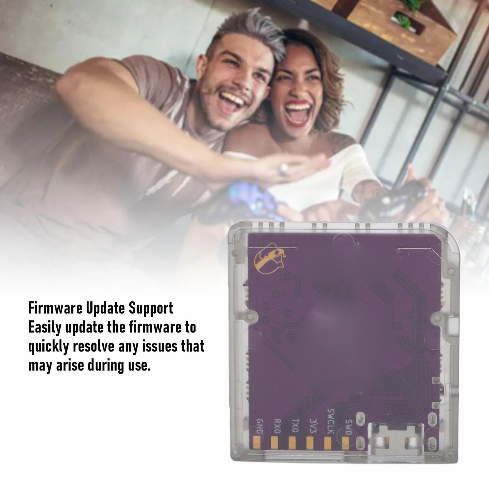 YUEHISY Czytnik Kart do Gier Open Source Pasuje do DS DSi 3DS Nowy 3DS XL z MCU RP2040 6MB/s Szybkie ładowanie Podwójny Zasilacz (Przezroczysta czerń)