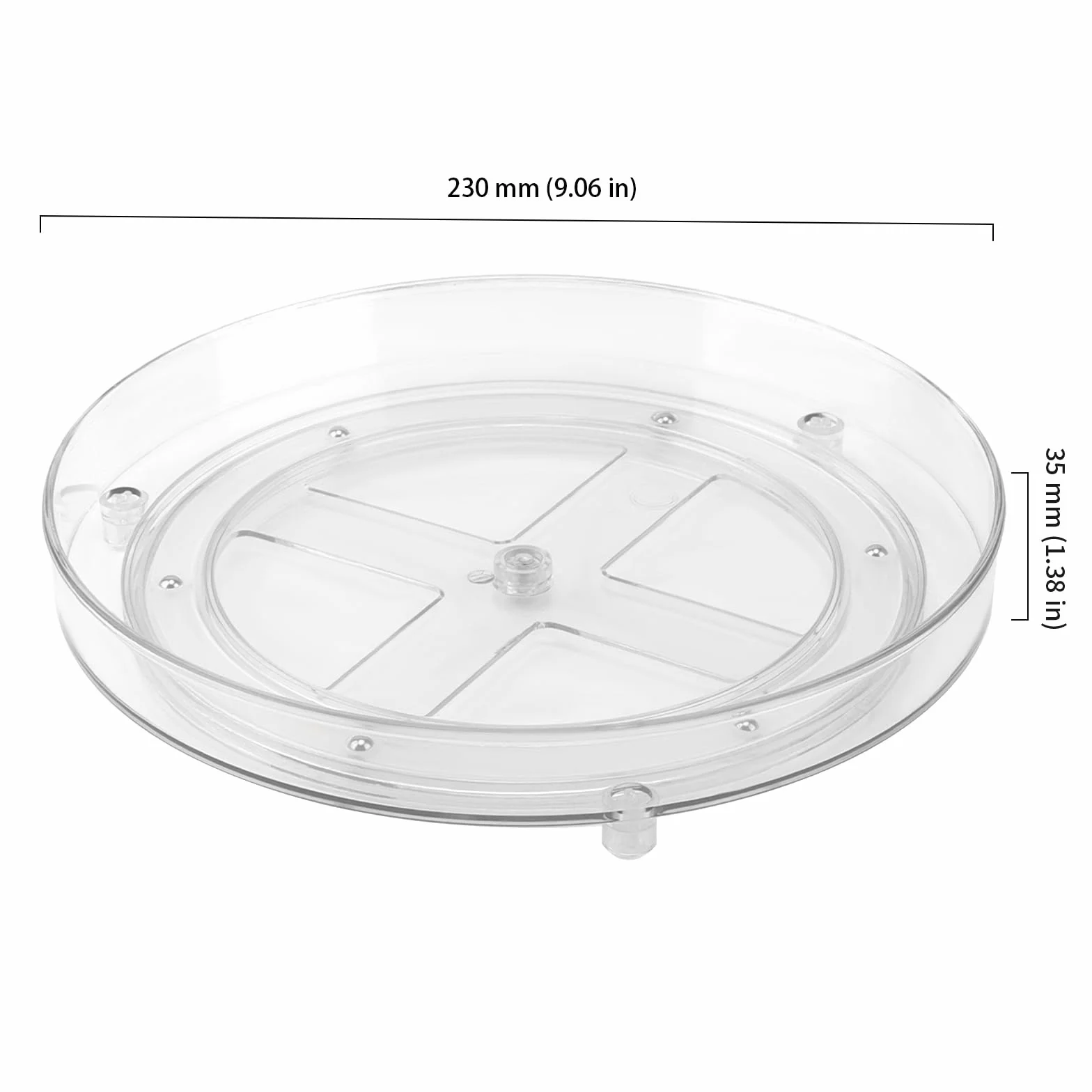 Obrotowy organizator na talerze, 3 sztuki, 23 cm, przezroczyste, do kuchni, organizer na przyprawy, oleje, sosy, butelki