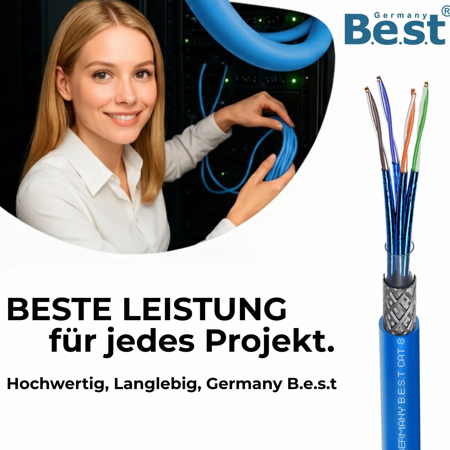 Kabel sieciowy 100 m CAT 8 kabel sieciowy miedziany kabel LAN kabel Ethernet S/FTP 40 Gbit/s Kat 8 czysta miedź kabel do transmisji danych PoE++ LSZH kabel danych Simplex