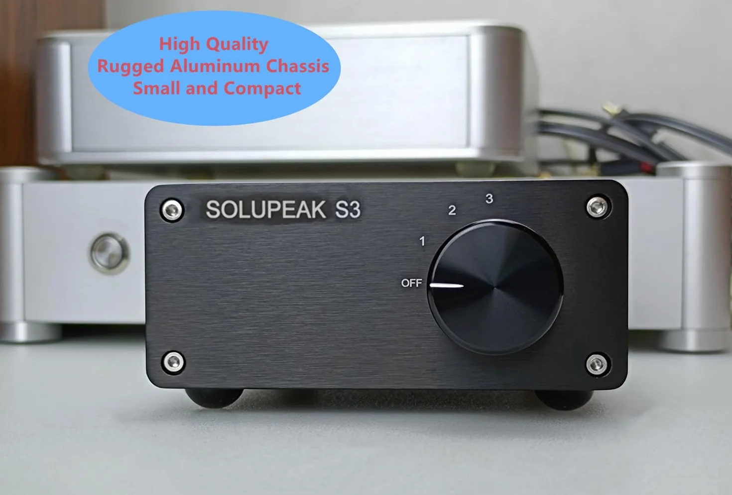 Premium 3 w 1 Out RCA Switch Box, pasywny selektor źródła sygnału stereo, rozdzielacz przełącznika audio (czarny)
