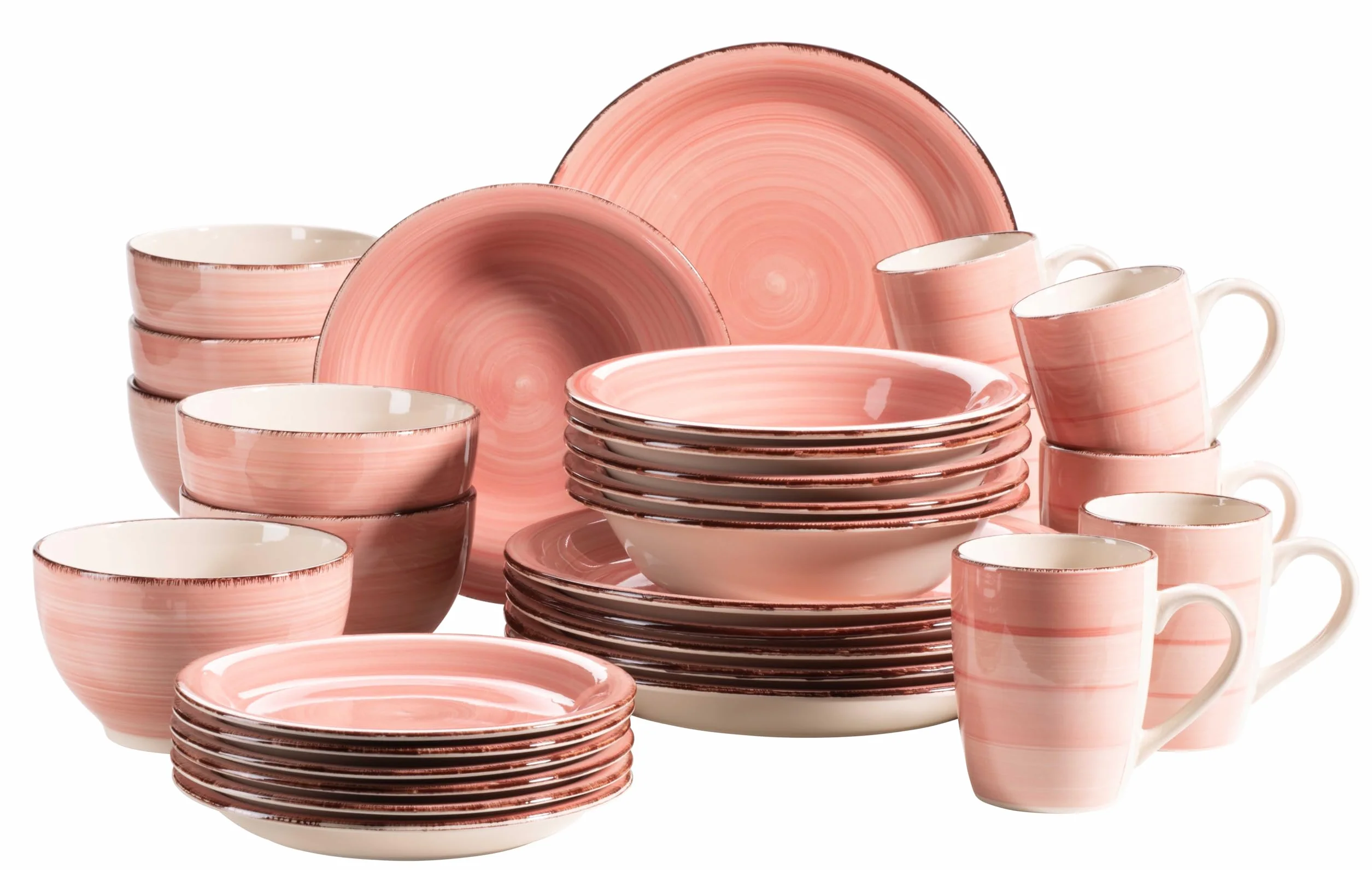 MÄSER Bel Tempo II 30-częściowy zestaw naczyń ceramicznych vintage różowy