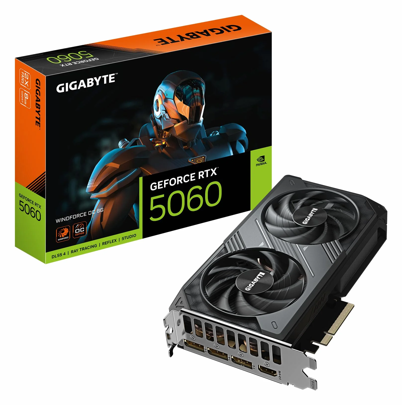 Gigabyte GeForce RTX 5060 WINDFORCE OC 8G karta graficzna - 8 GB GDDR7, 128 bit, PCI-E 5.0, zegar rdzeniowy 2512 MHz, 3 x DisplayPort, 1 x HDMI, GV-N5060WF2OC-8GD
