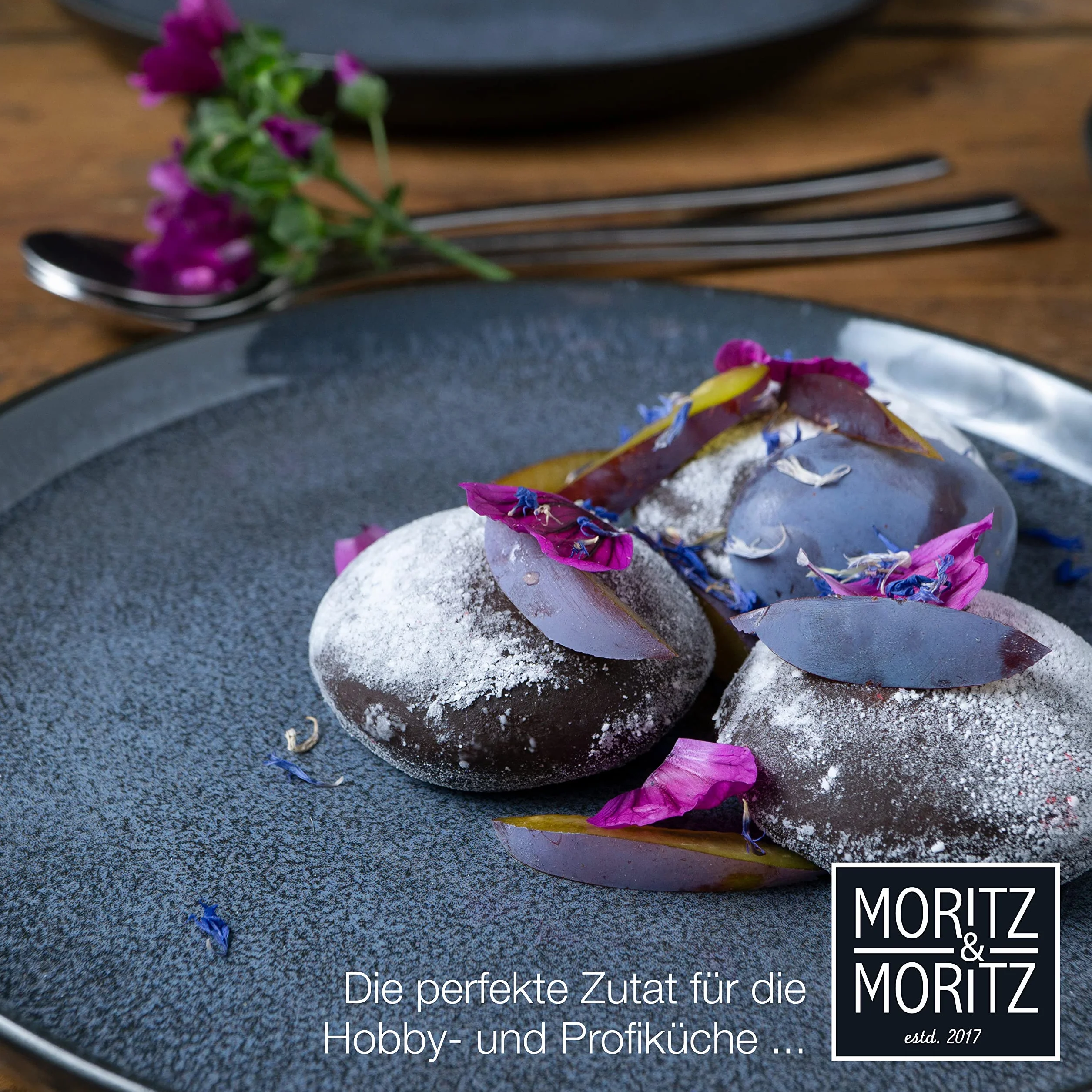 Moritz & Moritz 6-częściowy zestaw talerzy deserowych w kolorze niebieskim - talerze na ciasto dla 6 osób, porcelana nadaje się do mycia w zmywarce i używania w kuchence mikrofalowej