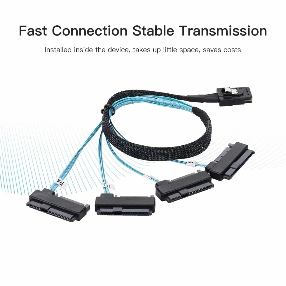 CY Wewnętrzny kabel Mini SAS 4 X SFF-8087, 36Pin, Host do SAS, dysk twardy SFF-8482, 29 piny, kabel docelowy Fanout z IDE Power 100 cm