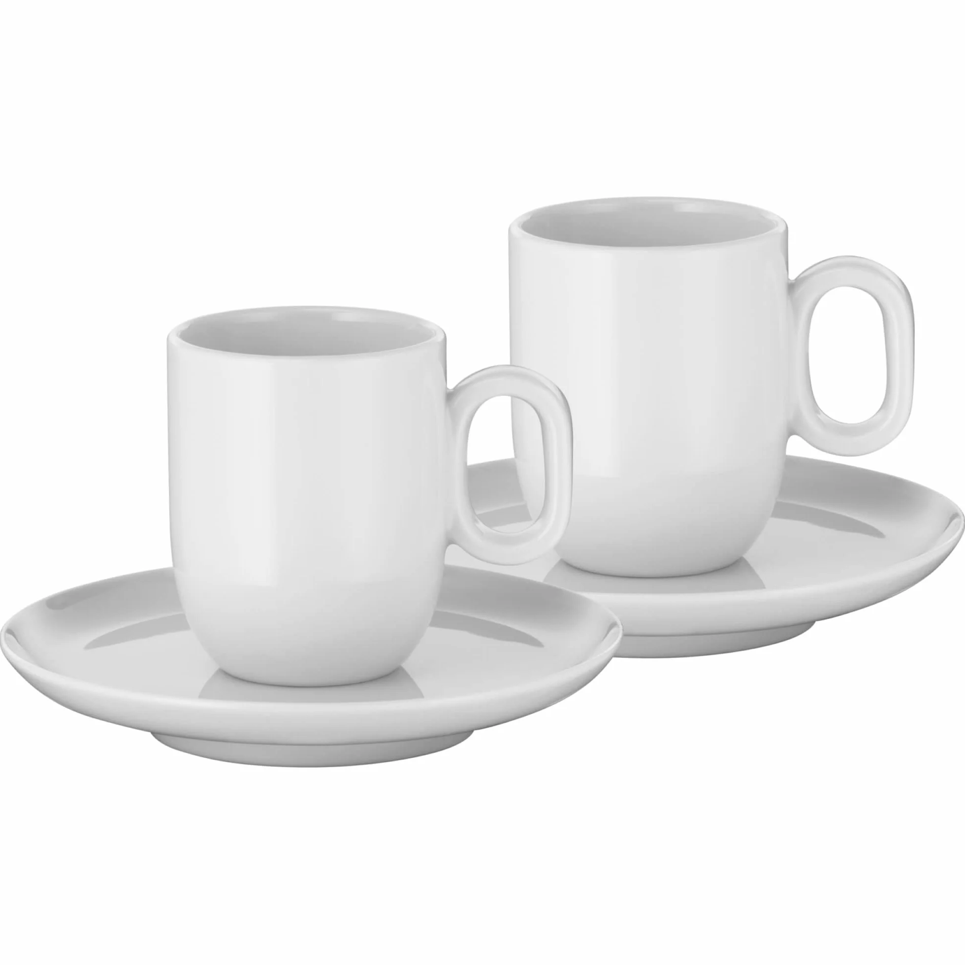 WMF Barista 4-częściowy zestaw filiżanek do kawy, dwie filiżanki do kawy 60 ml, ze spodkami do espresso, porcelany, szklanek do kawy, filiżanek do espresso, nadają się do mycia w zmywarce, kolor biały