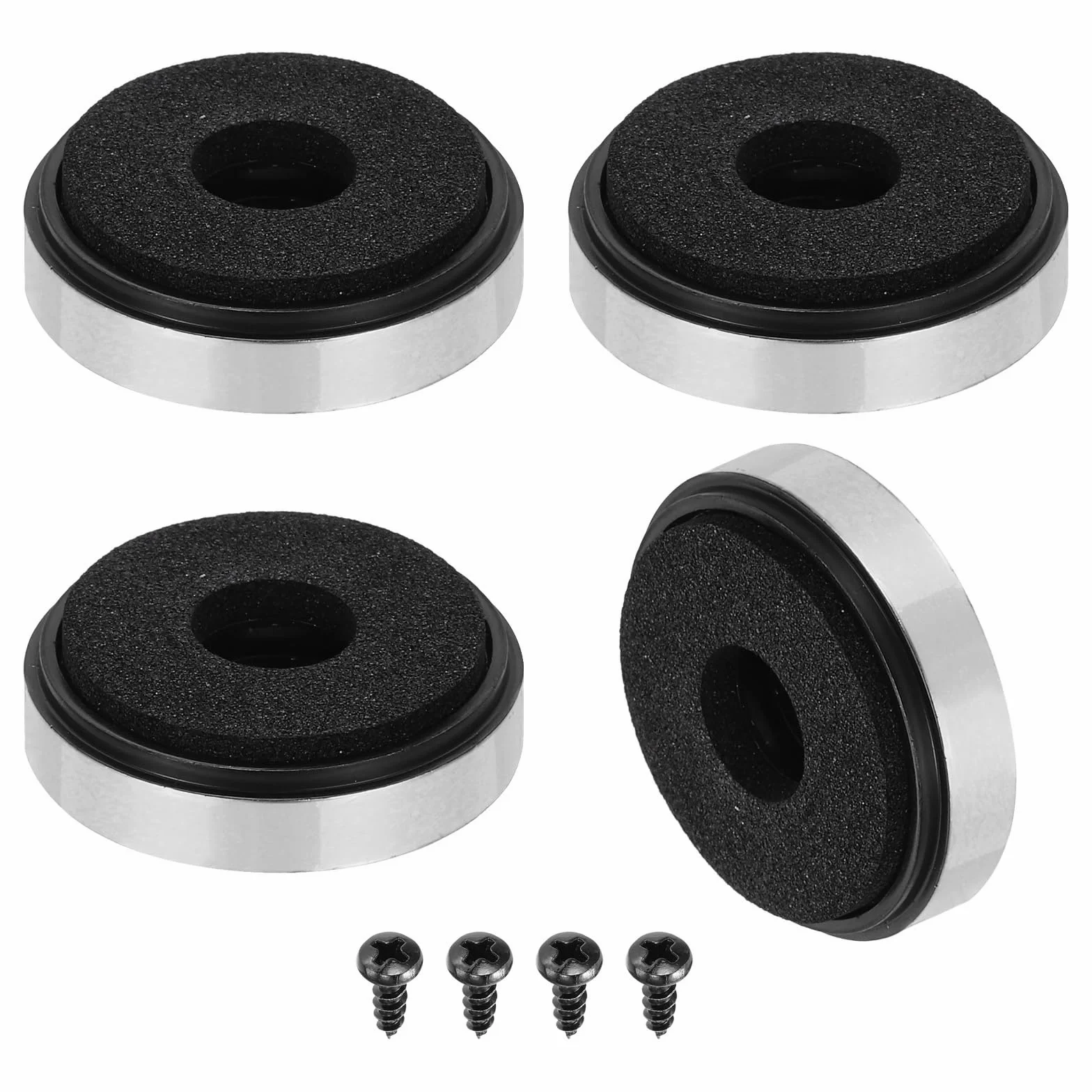 QUARKZMAN 4 nóżki izolacyjne do głośników, 30 mm x 8 mm, piankowe, amortyzujące, podstawowe, wzmacniacze, nóżki do audio CD, HiFi, kina domowego, system dźwiękowy, kolor srebrny