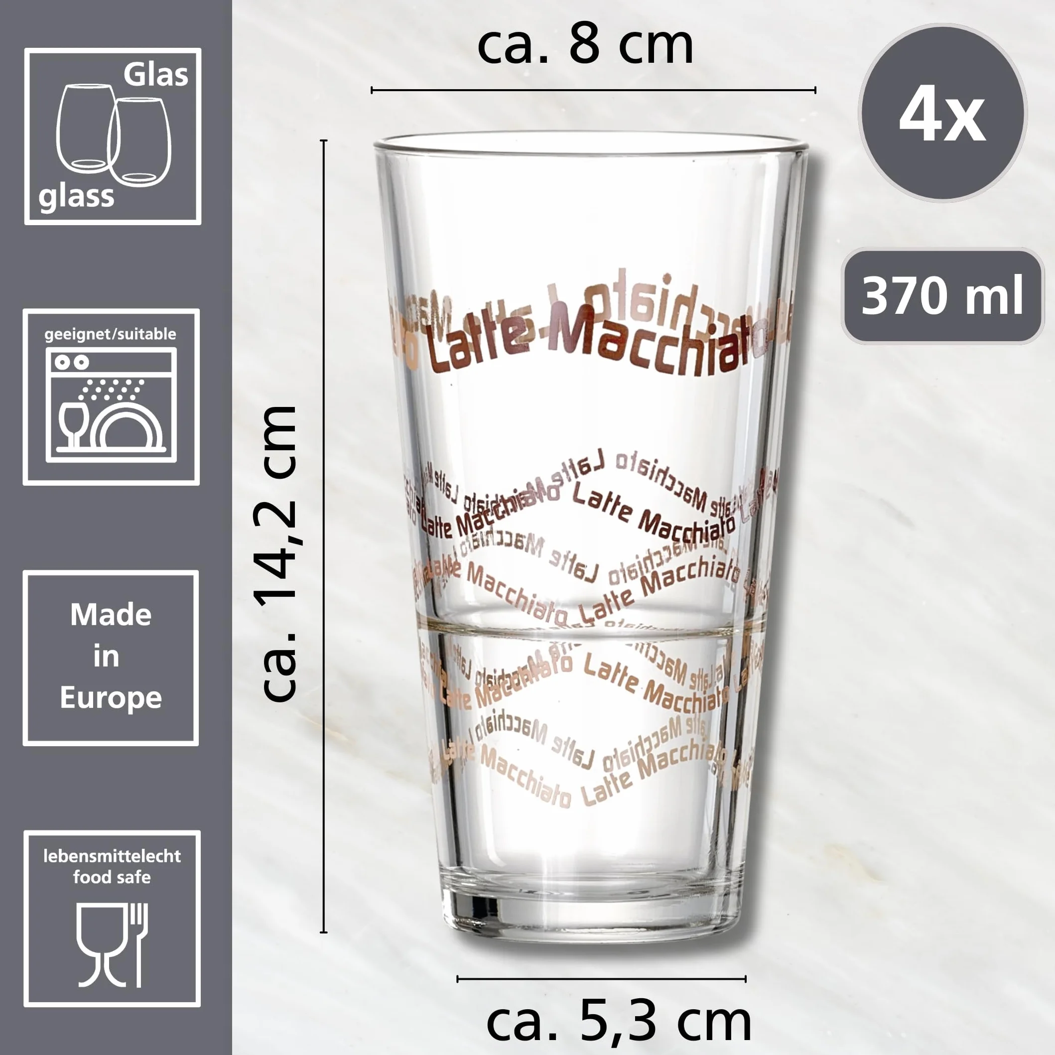 Ritzenhoff & Breker Latte Macchiato Zestaw Szklanek 370ml 8 Sztuk