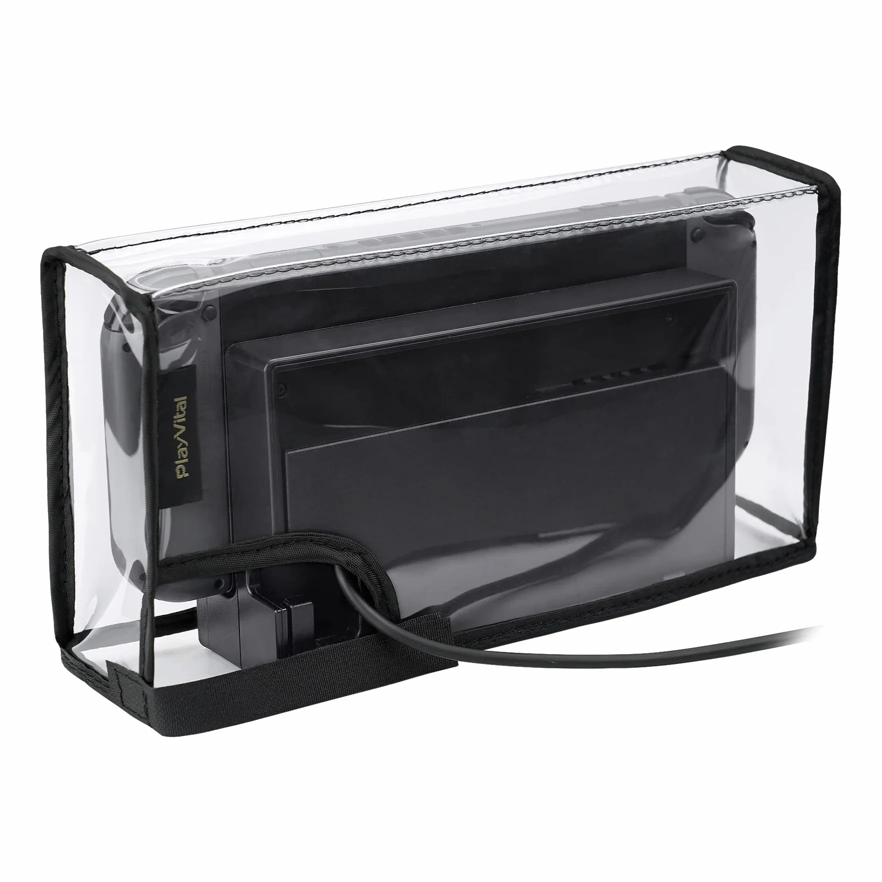 PlayVital Osłona Przeciwpyłowa do Switch,Miękka Podszewka Pokrowiec przeciwpyłowy do Switch OLED,Wodoodporny Pokrowiec Ochronny do Switch&Switch OLED Stacja Dokująca do Ładowania-Przezroczysty