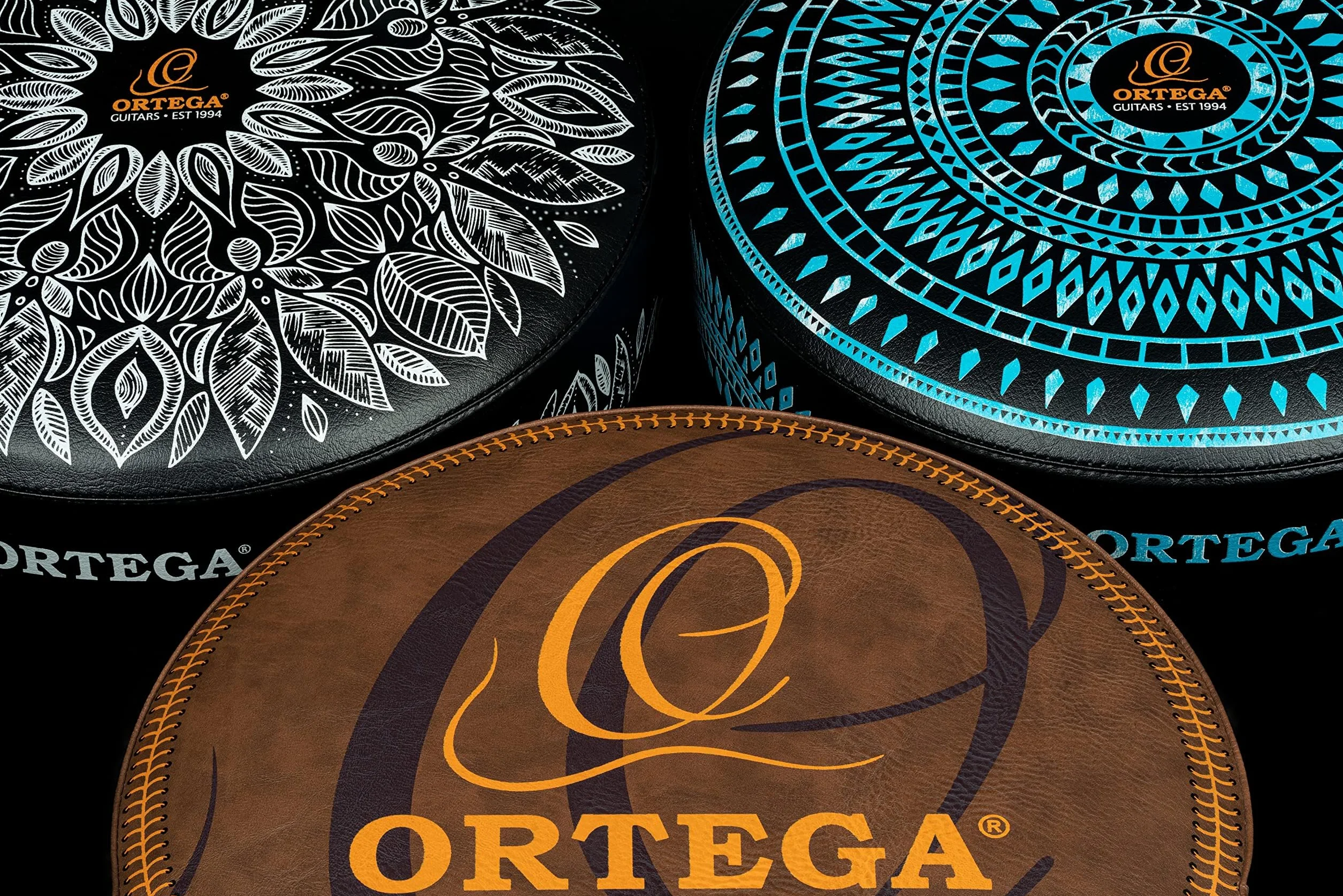Ortega Guitars Wyściełany stołek sceniczny - na scenę, bar, studio, salon wystawowy - wysokość 61 cm - brązowy vintage (OBS24V2)