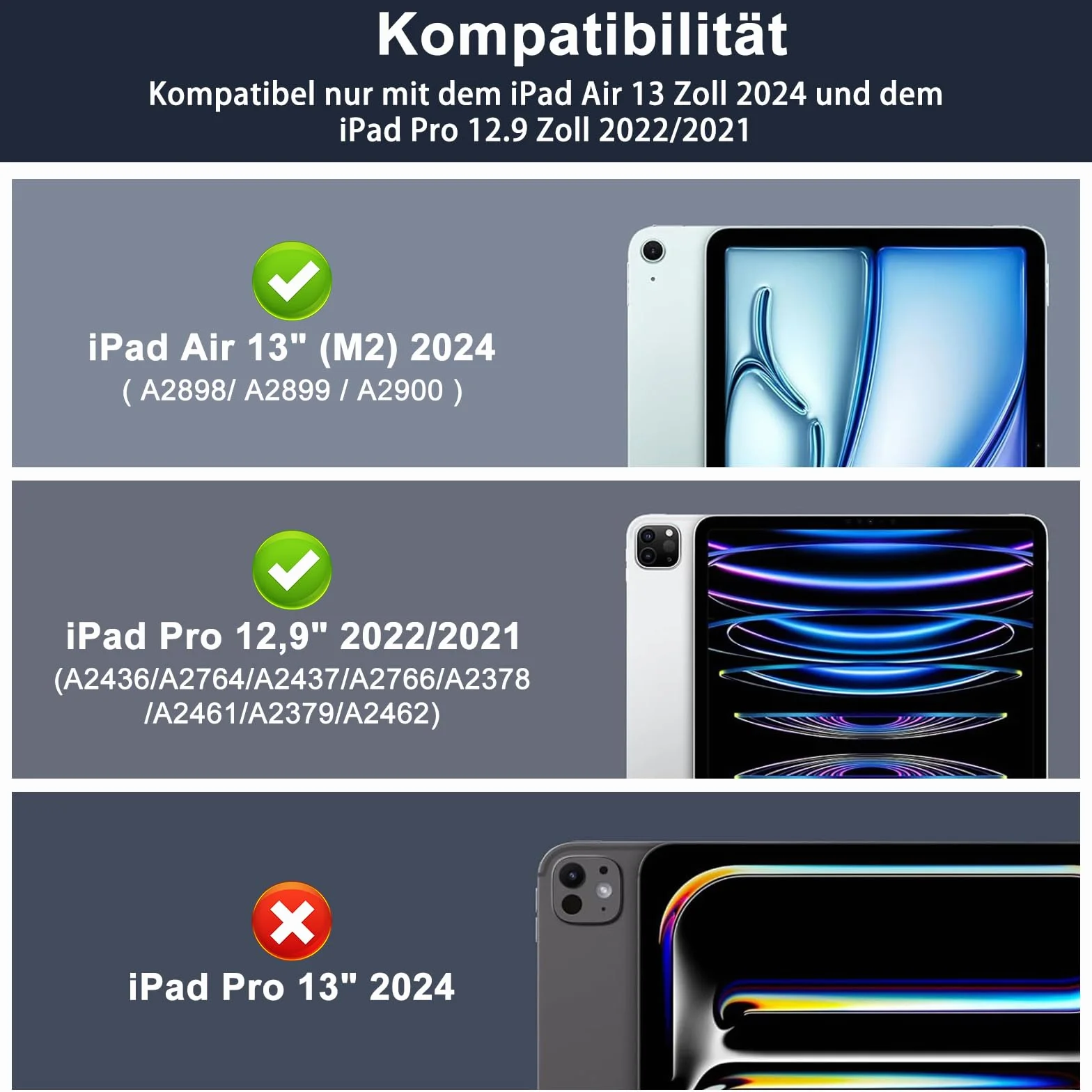 SENGBIRCH Etui na klawiaturę do iPad Air 13" (M3 2025/M2 2024) - niemiecka klawiatura touchpada QWERTZ, zdejmowana bezprzewodowa klawiatura Bluetooth do iPad Air 13" (M2) 2024, jasnoniebieskie