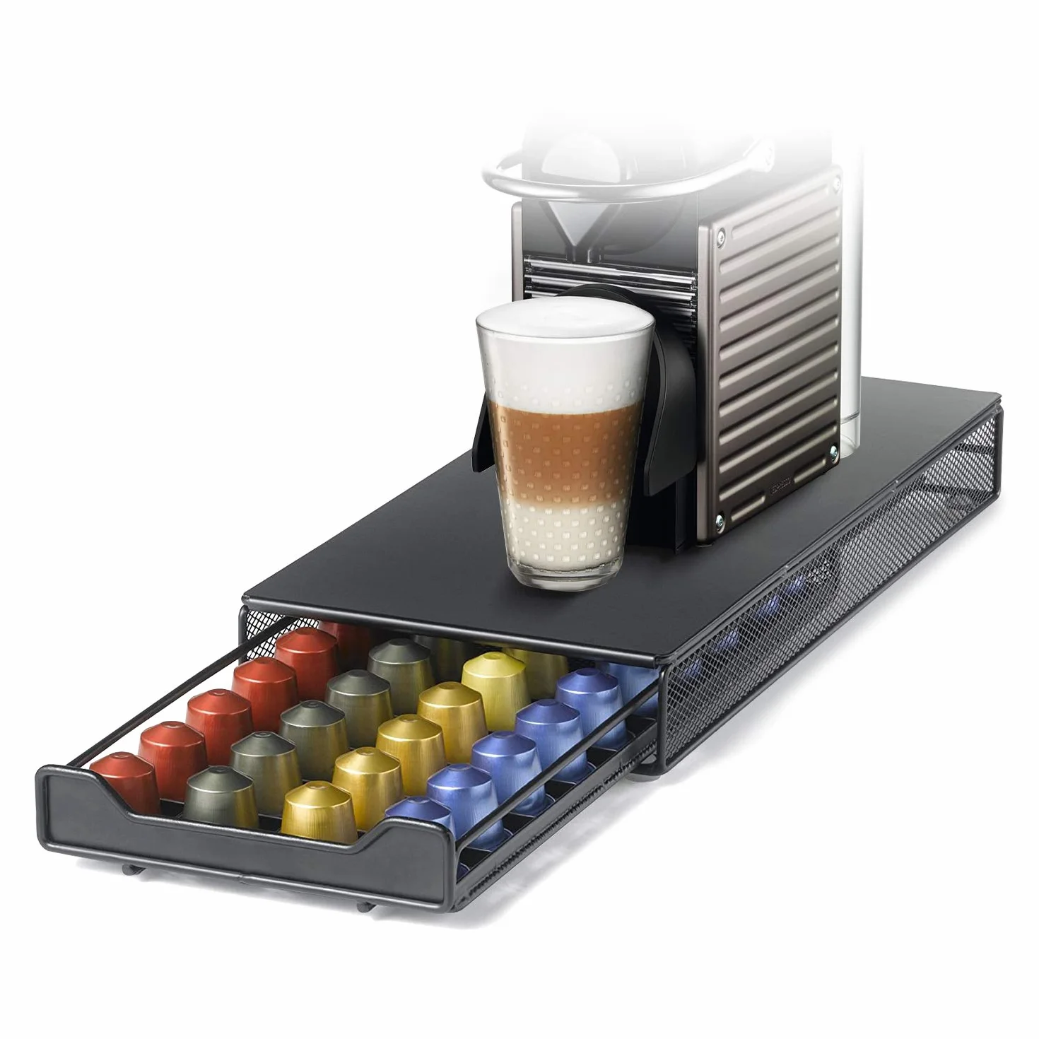 HiveNets Szufladka na kapsułki do Nespresso Original, metalowy uchwyt do przechowywania 40 kapsułek