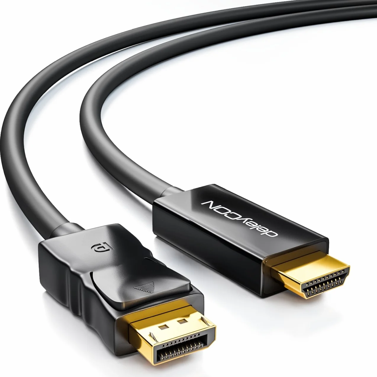 deleyCON 1m DisplayPort na HDMI Kabel - High Speed 4K UHD FullHD 1080p 3D HDCP Transmisja Audio - Wtyk DP na Wtyk HDMI Kabel Adapter - Czarny