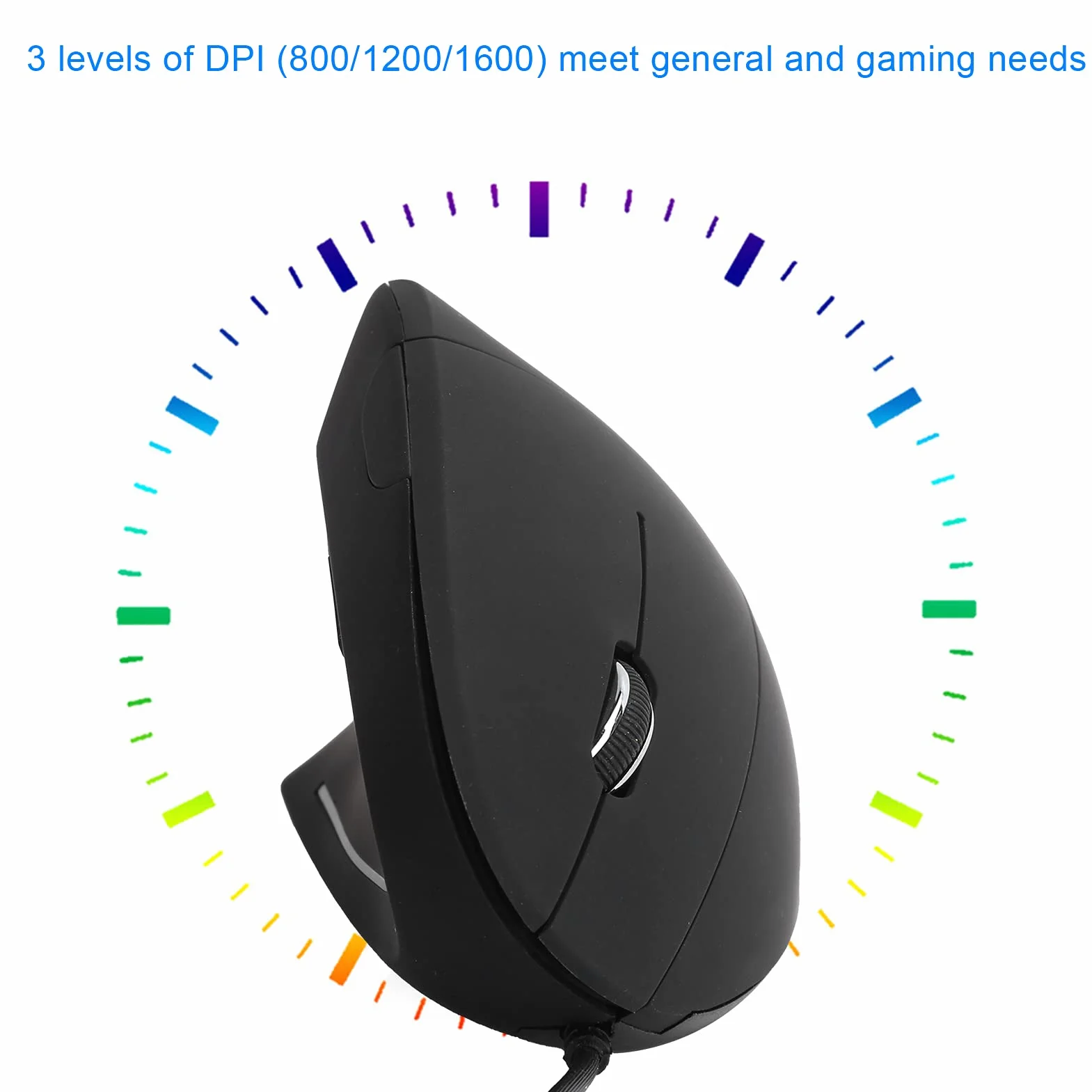 Mysz Leworęczna, Przewodowa Mysz Leworęczna Pionowa Ergonomiczna 800/1200 / 1600DPI Optyczna Czułość USB i Cichy Klik Myszy Komputerowe do Gier Biurowych dla 8/10(Przewodowy)