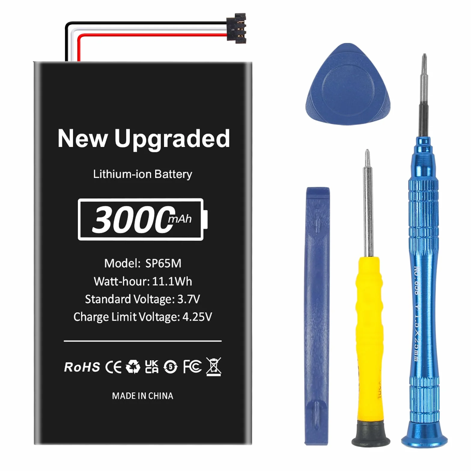 SP65M Akumulator do Playstation Vita, 3000 mAh, akumulator wewnętrzny do PS Vita PCH-1001 PCH-1101 1003 1103 PSV SP65M do gier z zestawem narzędzi naprawczych (nie pasuje do PS Vita PCH-2000)