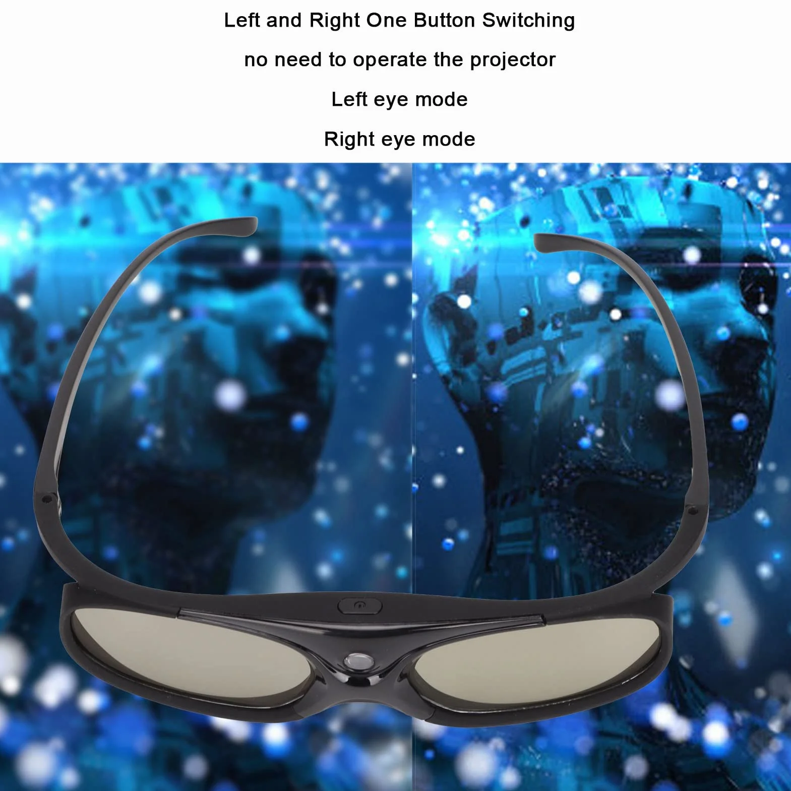 Okulary 3D do Orjektorów 3D DLP, 2 Szt. Okularów 3D z Aktywną Migawką 144 Hz, Wbudowany Akumulator 80mA, Wsparcie dla Optoma, dla BenQ, dla Acer, dla Vivitek, dla Dell, dla Viewsonic