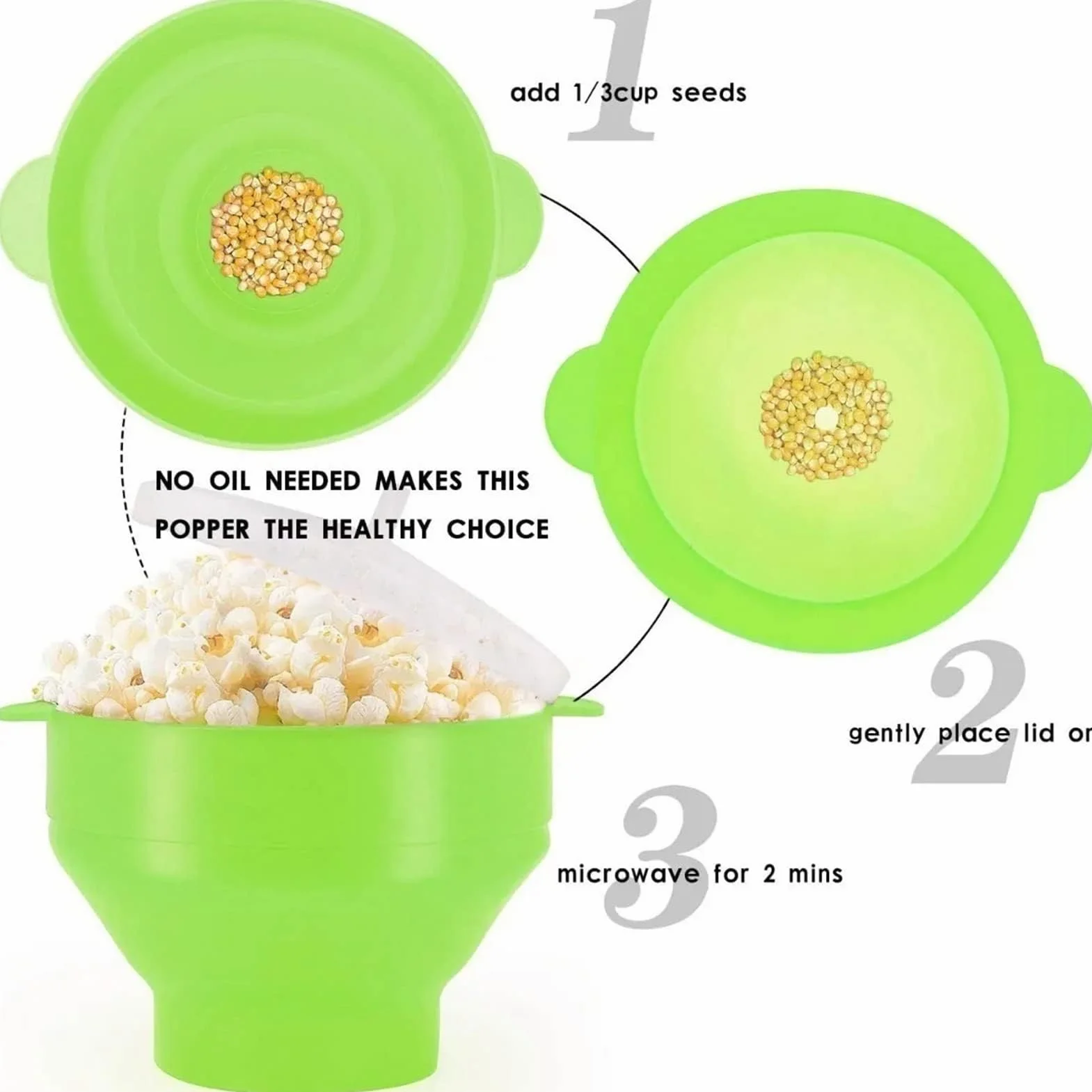 Mikrofalowy Silikonowy Popcorn Popper, Przenośny, Składany, łatwy w Użyciu, łatwy do Czyszczenia i łatwy do Przechowywania