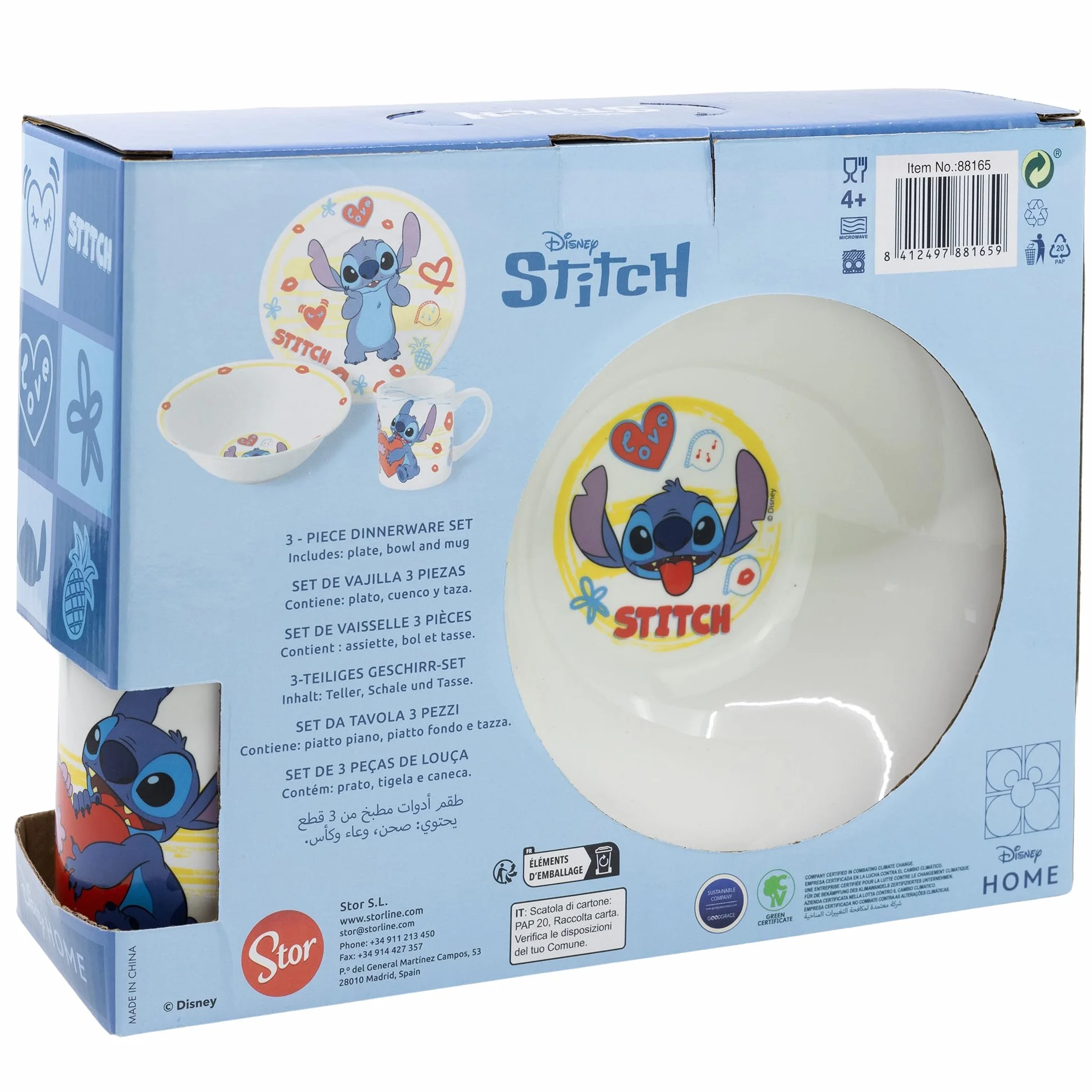 Stitch Kids ceramiczny zestaw obiadowy talerz miska kubek w pudełku prezentowym