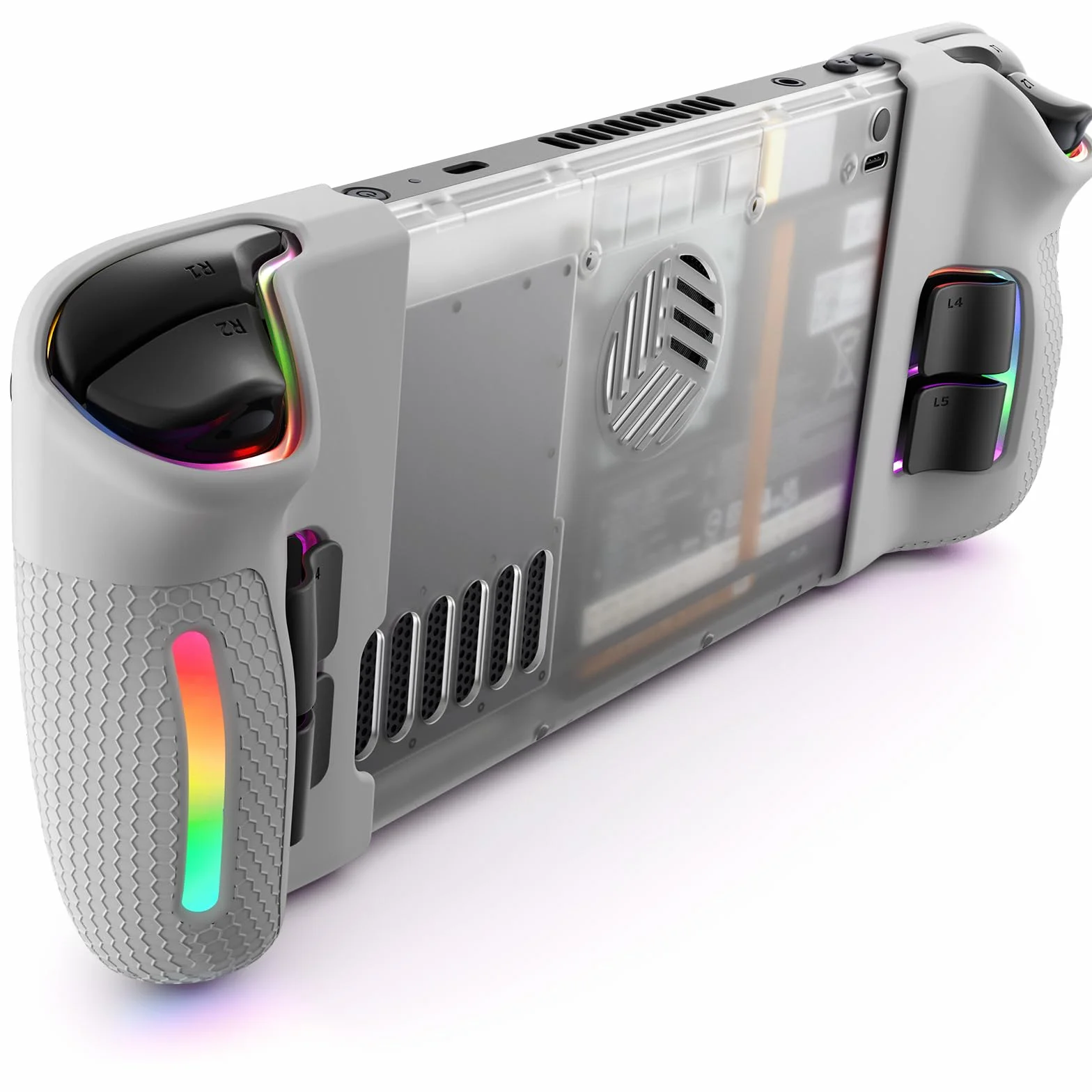 JSAUX Przezroczysta płyta tylna RGB kompatybilna z Steam Deck, DIY Clear Edition, kompatybilna z Steam Deck – wersja PC0106 RGB [kryształowa biel]