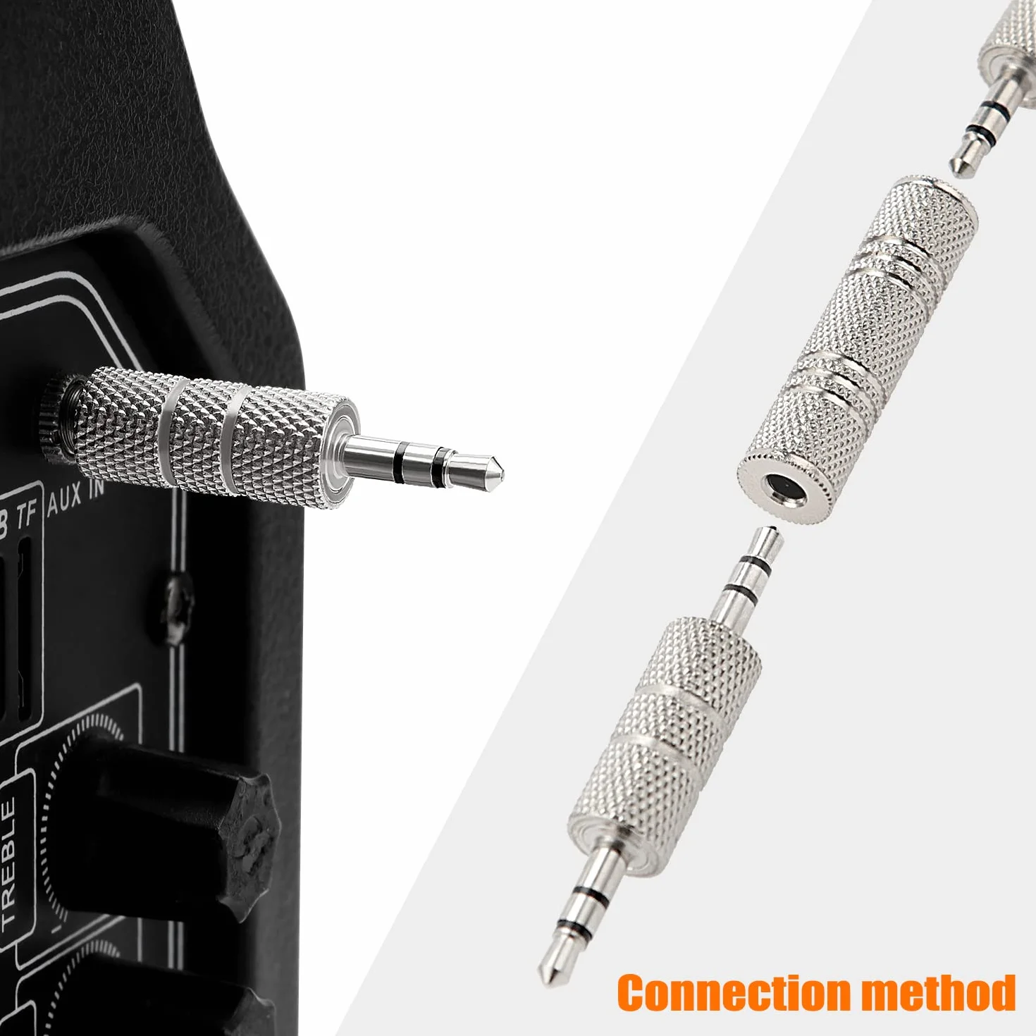 8 szt. 3,5 mm męski na męski adapter audio, 3,5 mm metalowy 3-biegunowy TRS męski na męski stereo, złącze wtykowe do słuchawek, niklowane