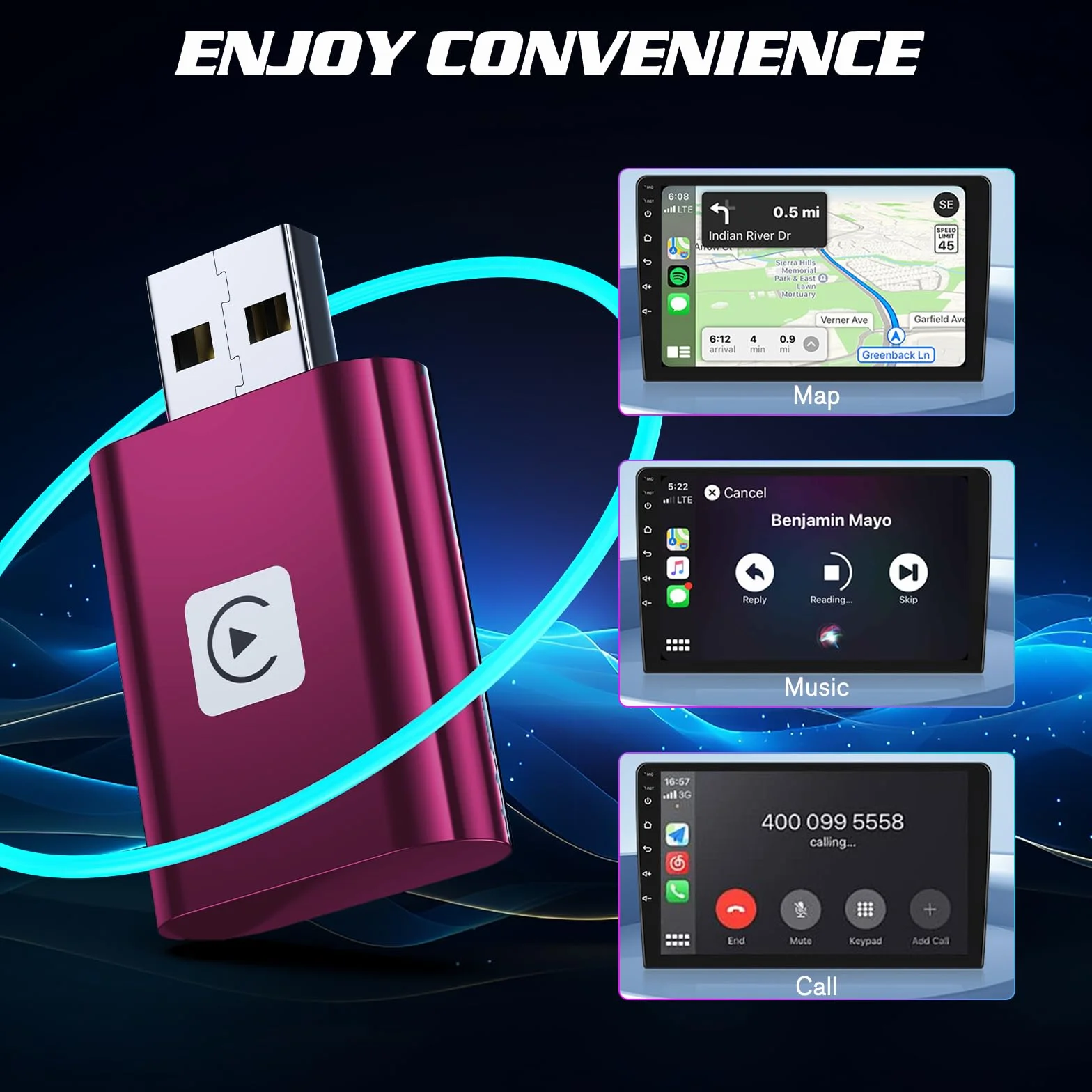 Mini Wireless Carplay Adapter UK for iPhone, 2025 Stable Universal Wireless carplay Adapter, Fast Convert Factory Wired to Wireless CarPlay Dongle Cars for Apple for iOS (NOT for Android)