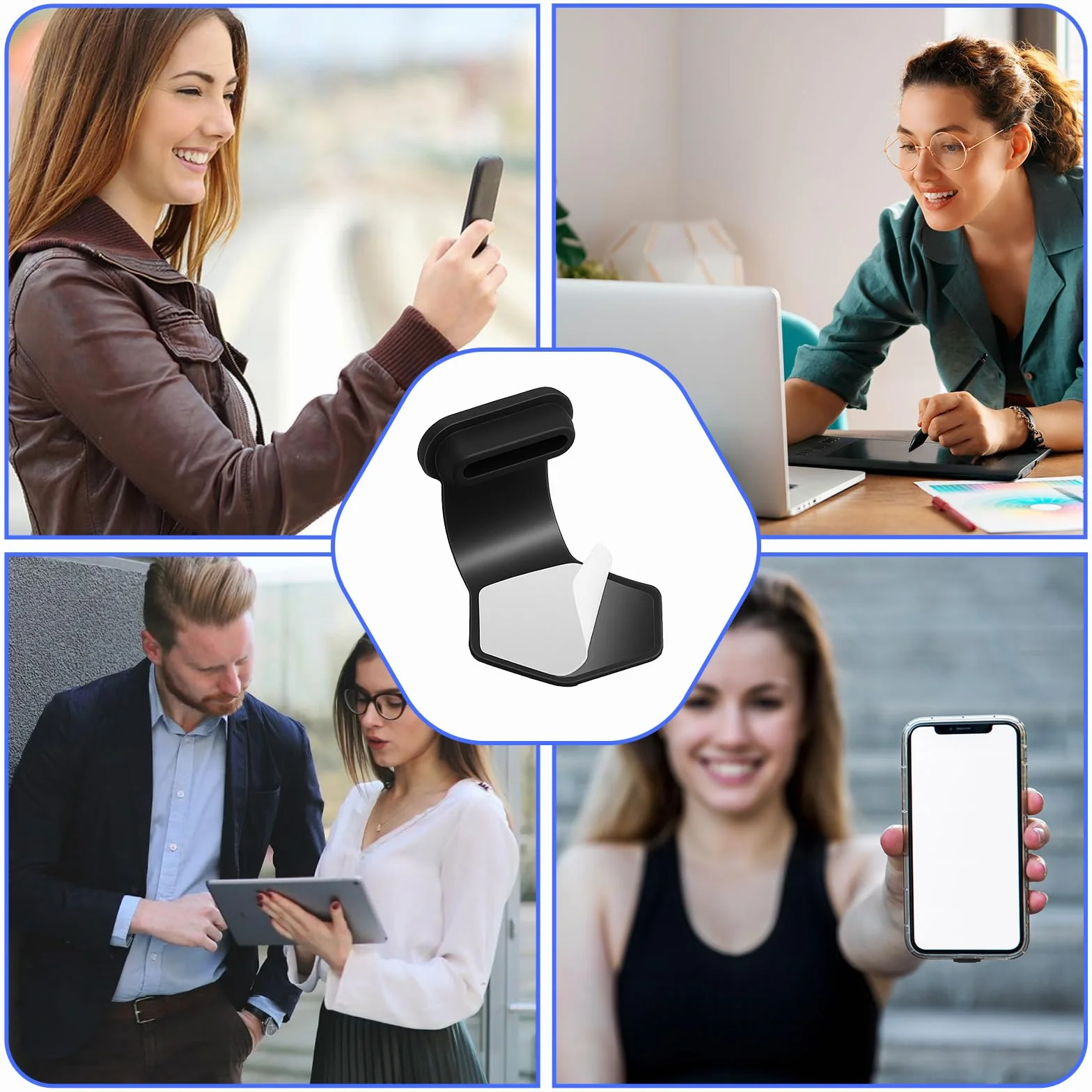 TIESOME Nasadki chroniące przed kurzem typu C, czarne, USB C, pięciokątne, złącze ładowania typu C, silikonowe, ochrona przed kurzem, ze zdejmowanym klejem, kompatybilne (3)