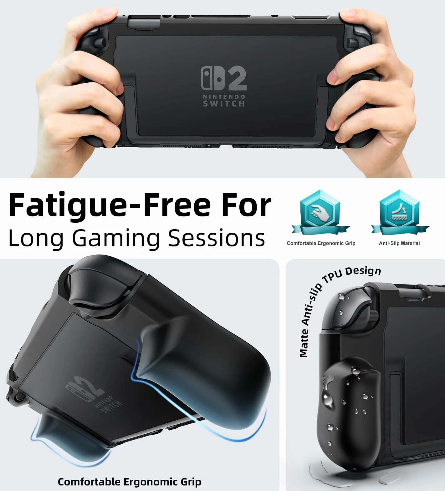 TiMOVO Dockable Case for Nintendo Switch 2 2025, TPU Grip Protective Case Accessories with Quick-Release Design for Switch 2, Anti-Scratch Shockproof Console Hard Cover, Black