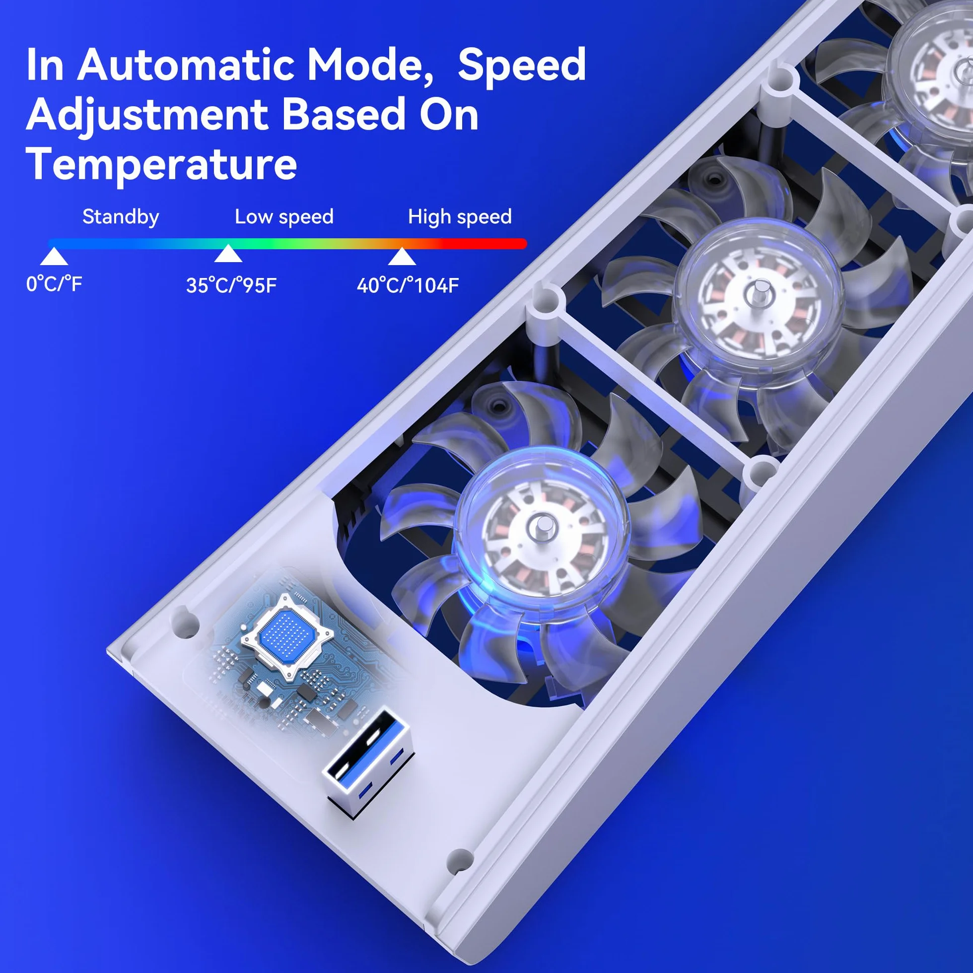 NEWDERY Wentylator do akcesoriów PS5, ulepszony cichy wentylator, automatyczna prędkość obrotowa dostosowana do temperatury, dynamiczne oświetlenie RGB, pasuje do PlayStation 5, nie pasuje do PS5 Slim