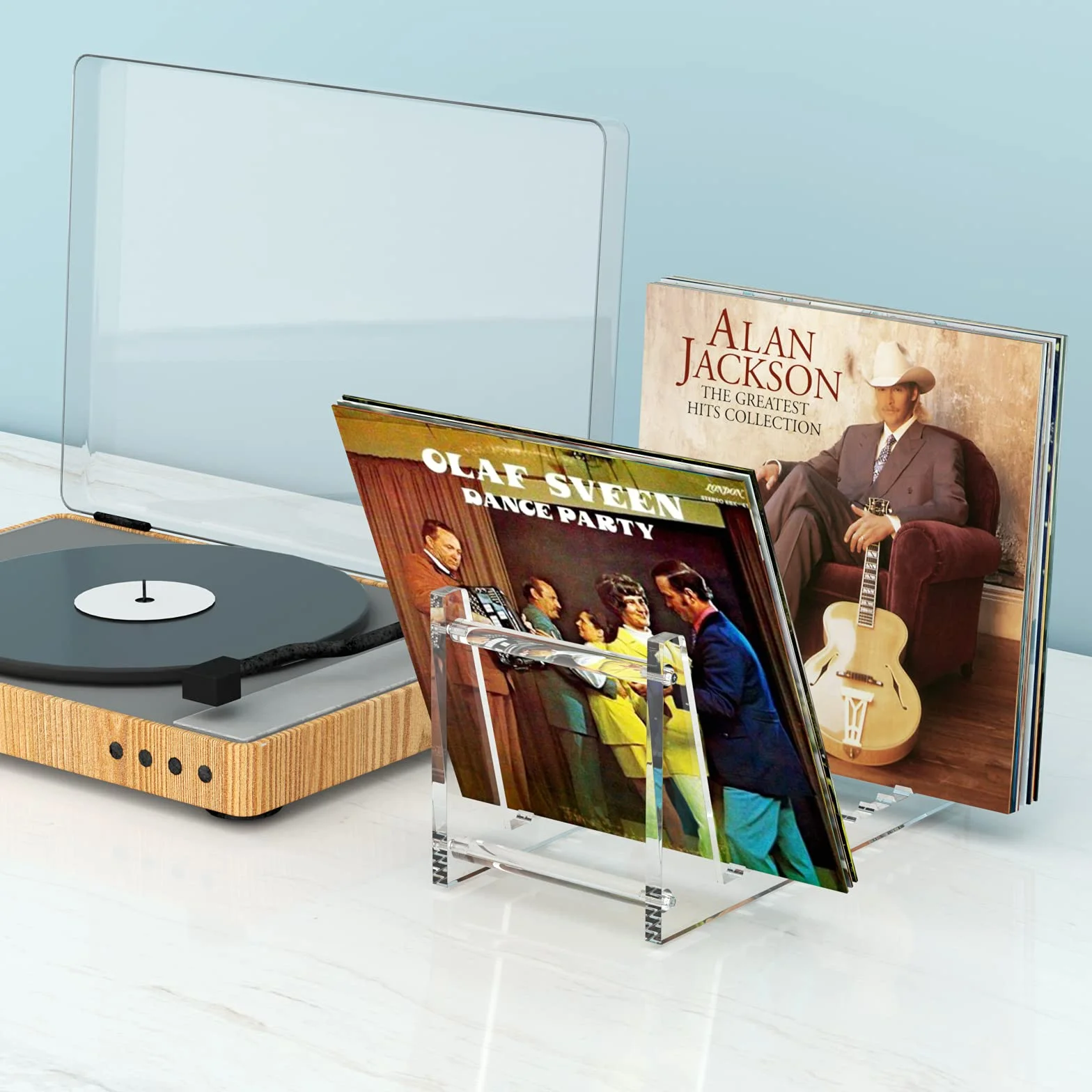 HIIMIEI Akrylowy stojak na płyty winylowe do 50 albumów (przezroczysty)