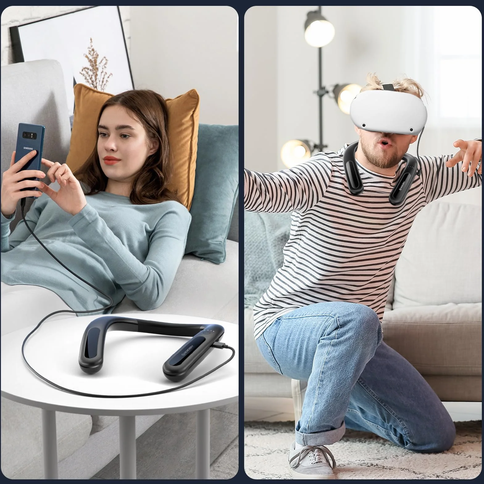 NEWDERY Zestaw akumulatorów do Oculus Quest 3, 1000 mAh Power Bank zapewnia dodatkowy czas odtwarzania 6-8H, szybkie ładowanie PD do Meta Quest 3/2 / 1 / Pro, Pico 4/4 Pro, HTC Vive, PSVR 2