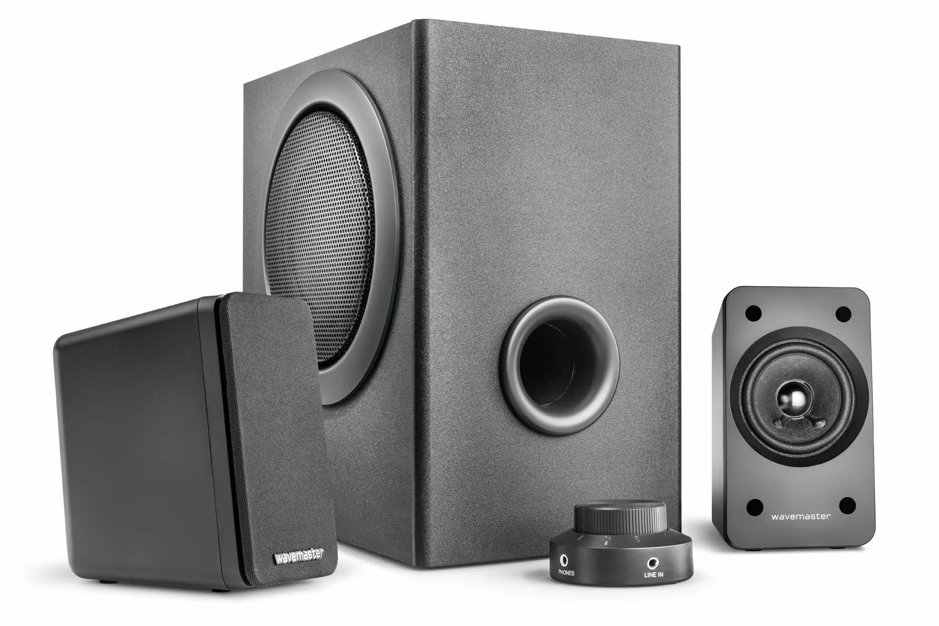 wavemaster MX3+ 2.1 system głośników (50 W) aktywne głośniki do telewizora/tabletu/smartfona/komputera, czarny (66503)